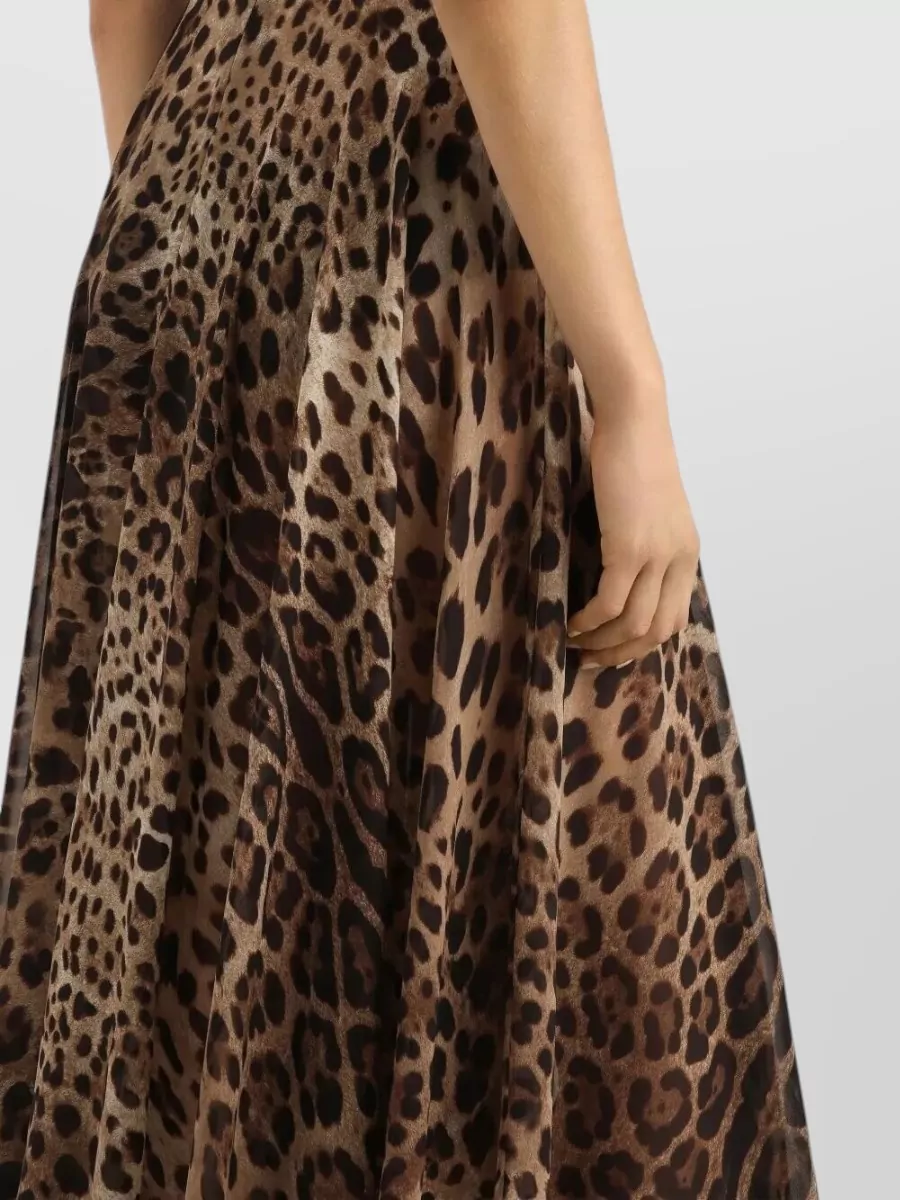 Dolce&Gabbana Animal Print Flared High Waist Midi Skirt