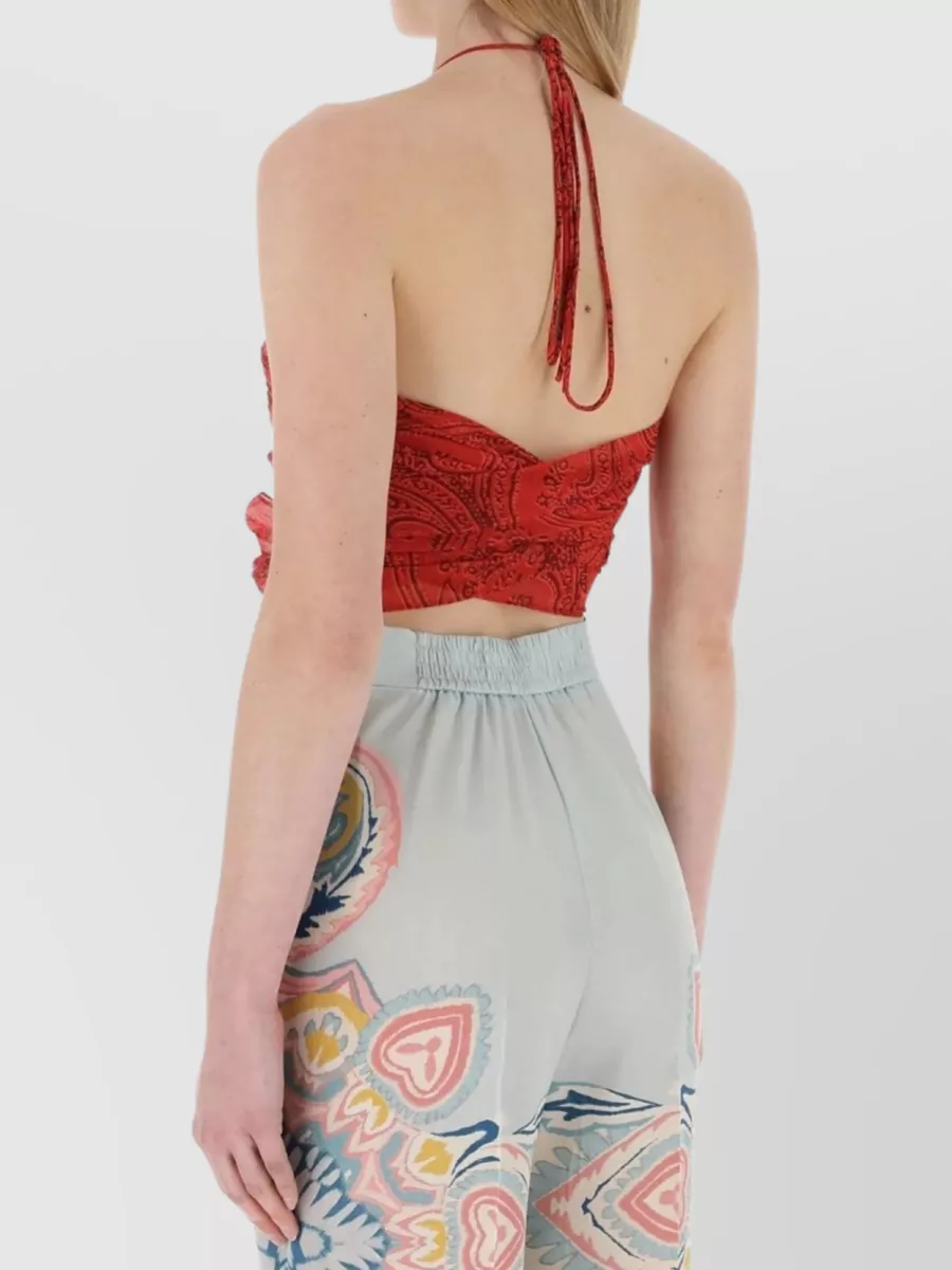 Etro Paisley Lace-Up Halter Top