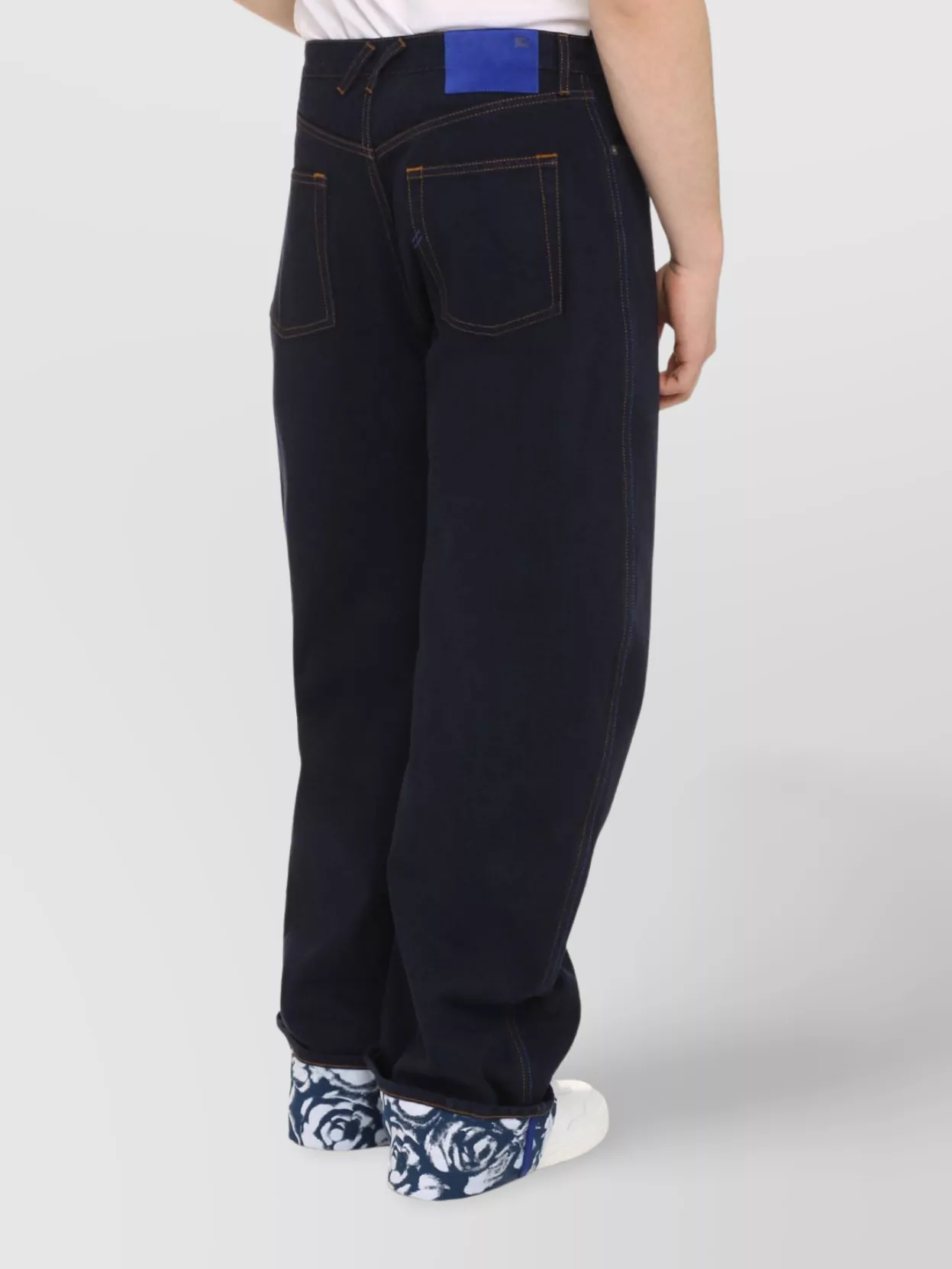 Burberry Relaxed Fit Wide Leg Denim Trousers