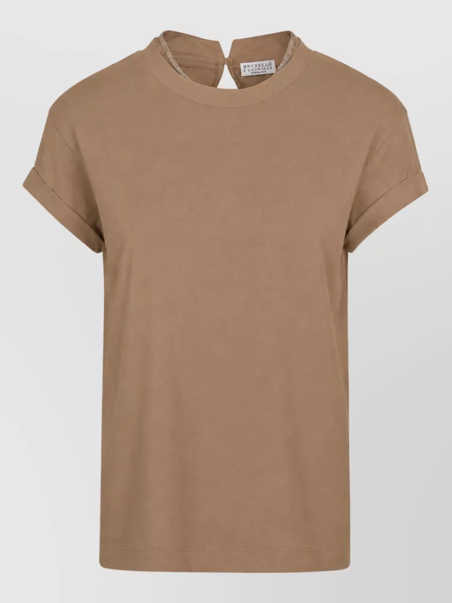Brunello Cucinelli Cotton Jersey T Shirt Keyhole Neck