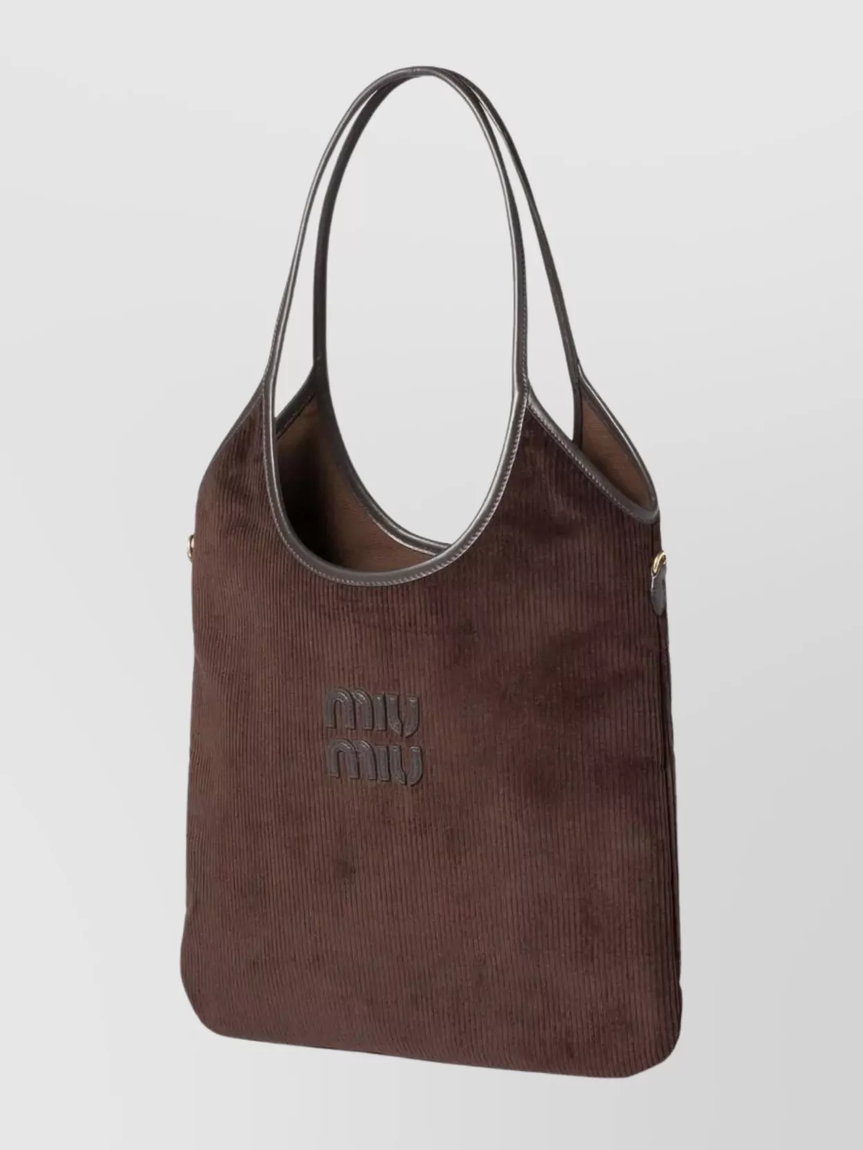 Miu Miu Textured Corduroy Shoulder Bag With Leather Trim