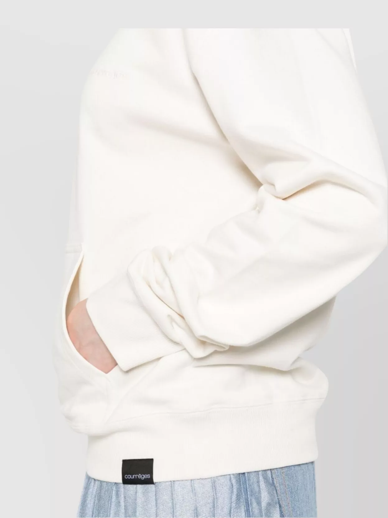 Courrèges Hooded Knitwear With Kangaroo Pocket And Ribbed Finish