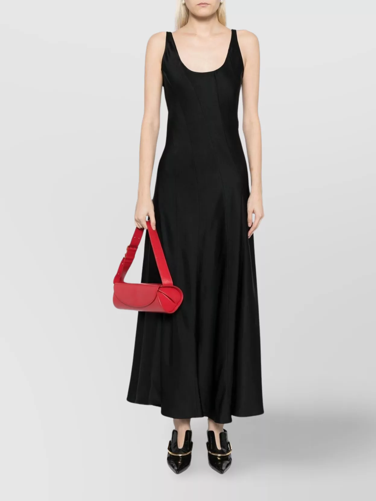 Jil Sander Long Dress With Fitted Bodice And Flared Skirt In Black