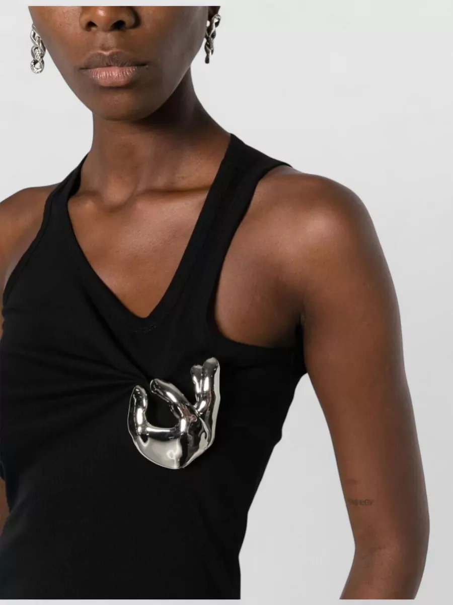 Coperni Emoji Tank Top Metallic Detail V Neck