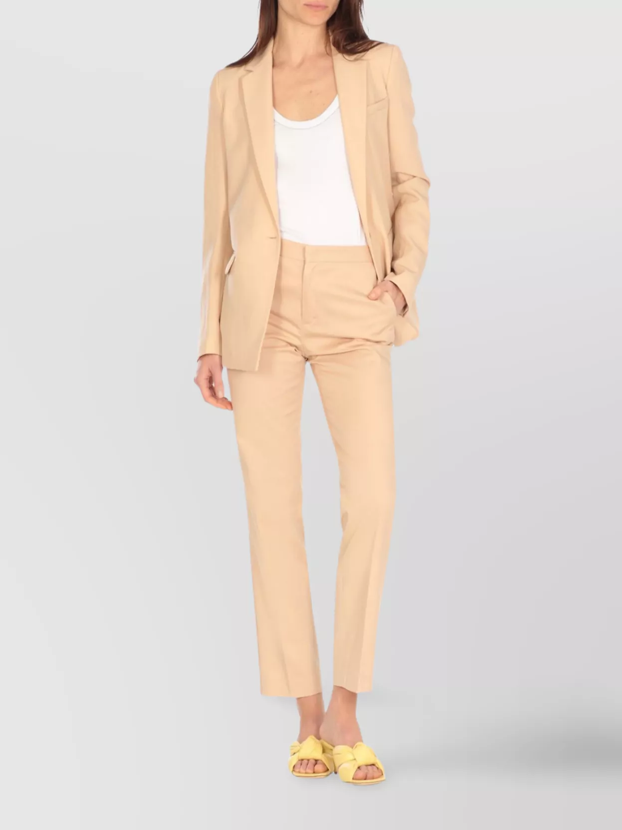Fabiana Filippi Wool And Linen Blazer With Flap Pockets In Neutral
