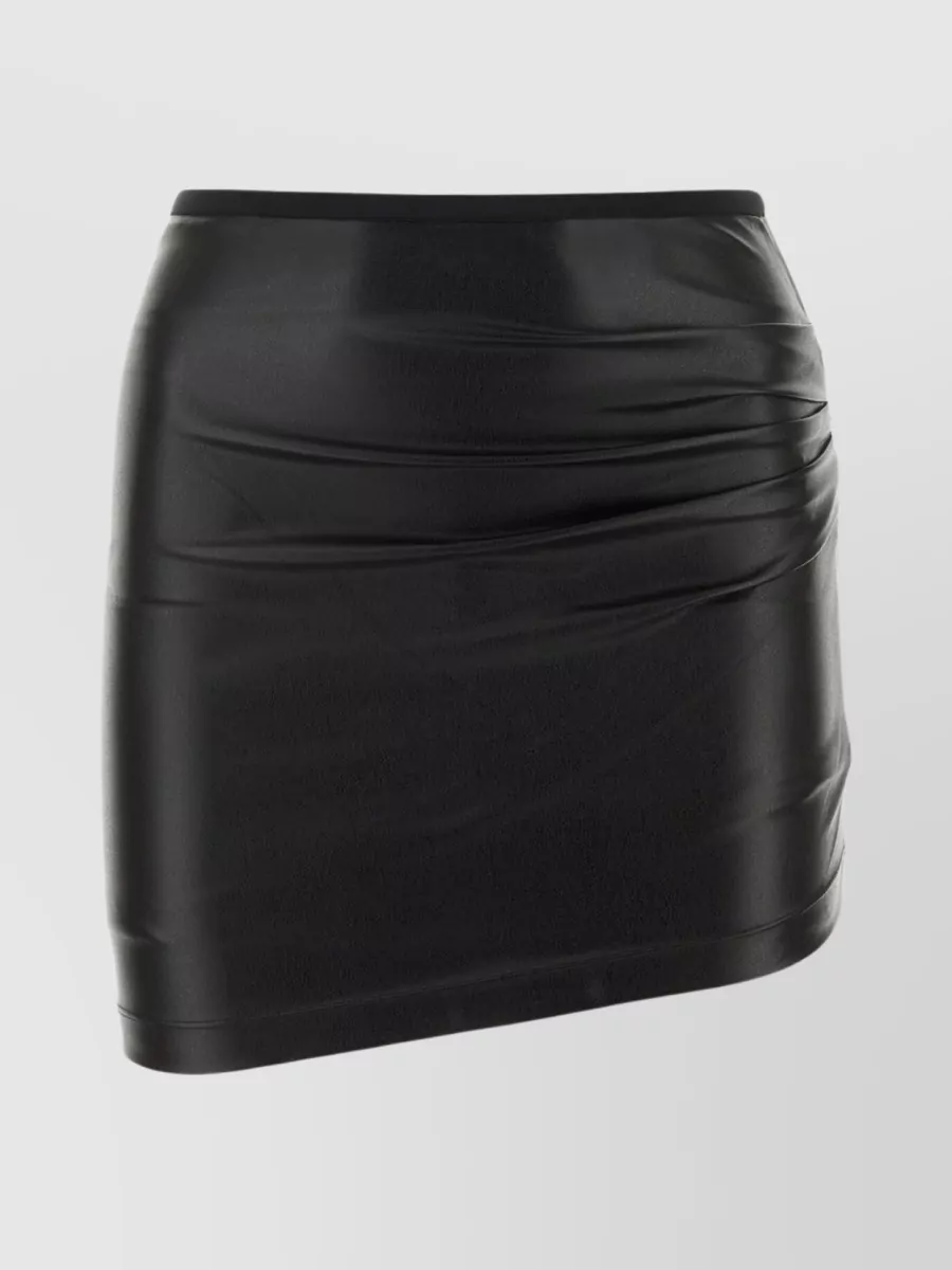 Shop Helmut Lang Structured Mini Skirt In Synthetic Leather In Black