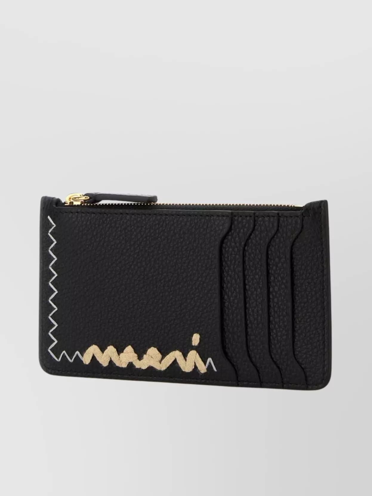 Marni Leather Card Holder Zigzag Stitching