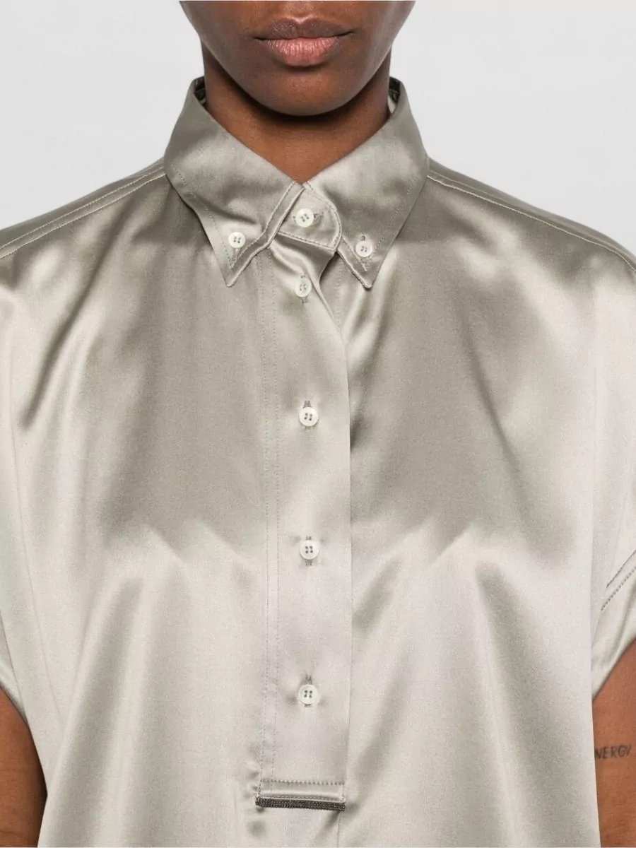 Brunello Cucinelli Silk Short-Sleeve Shirt