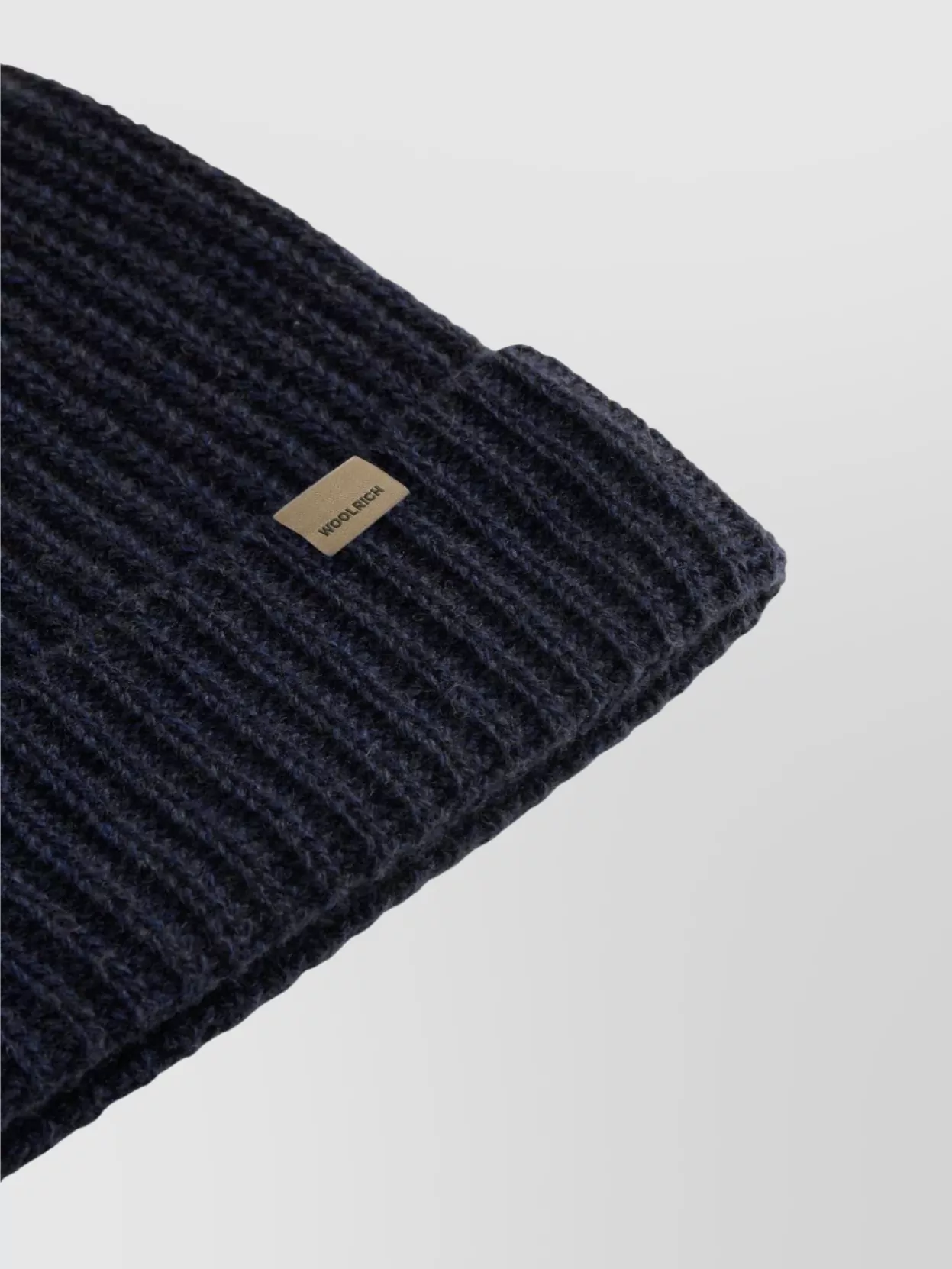 Woolrich Logo Cuff Fold-over Beanie In Blue