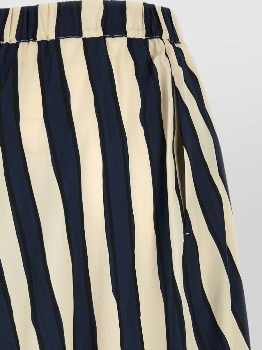 Weekend Max Mara Striped Cotton Pleated Maxi Skirt
