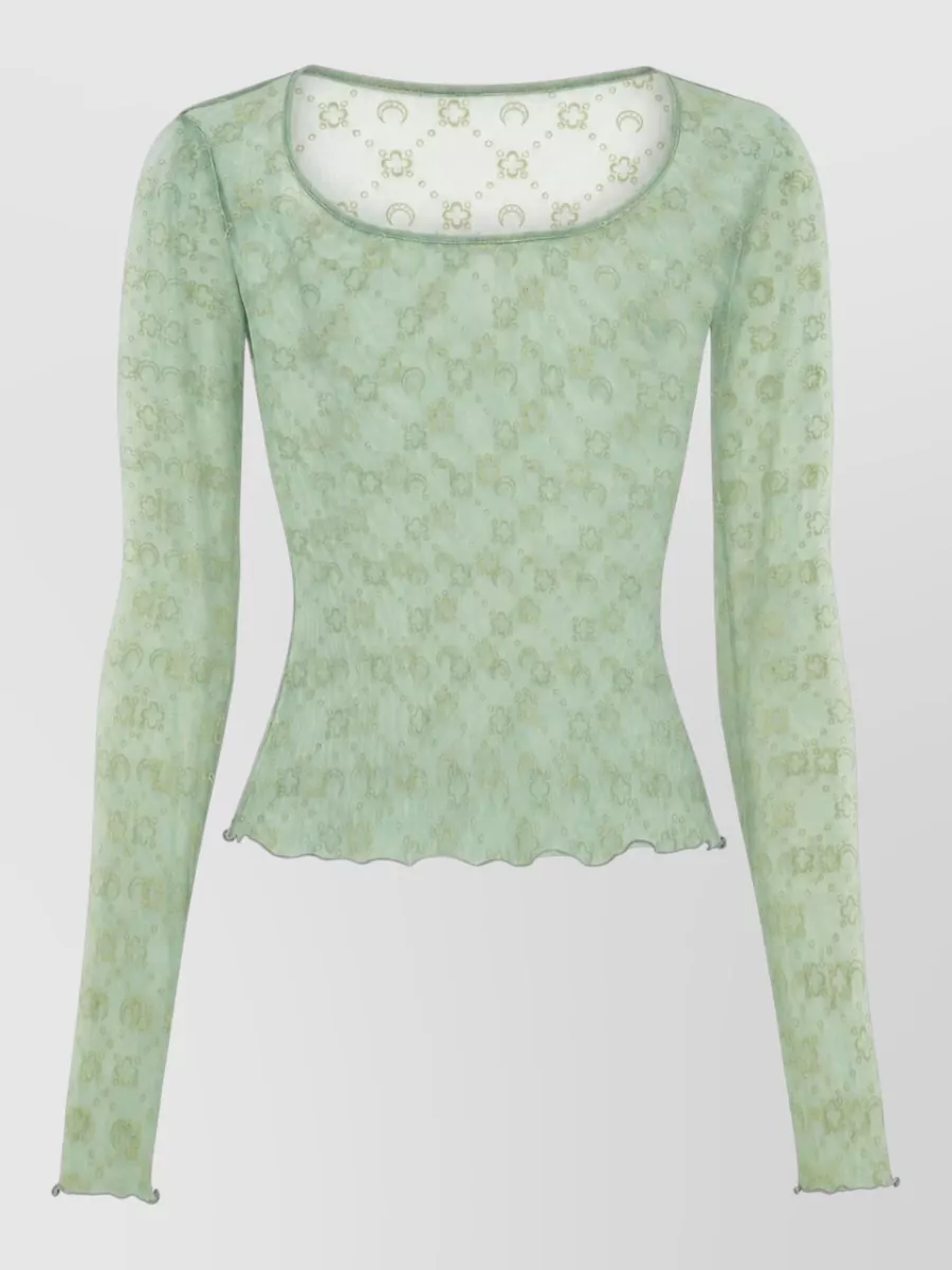 Marine Serre logo-print mesh long-sleeve top
