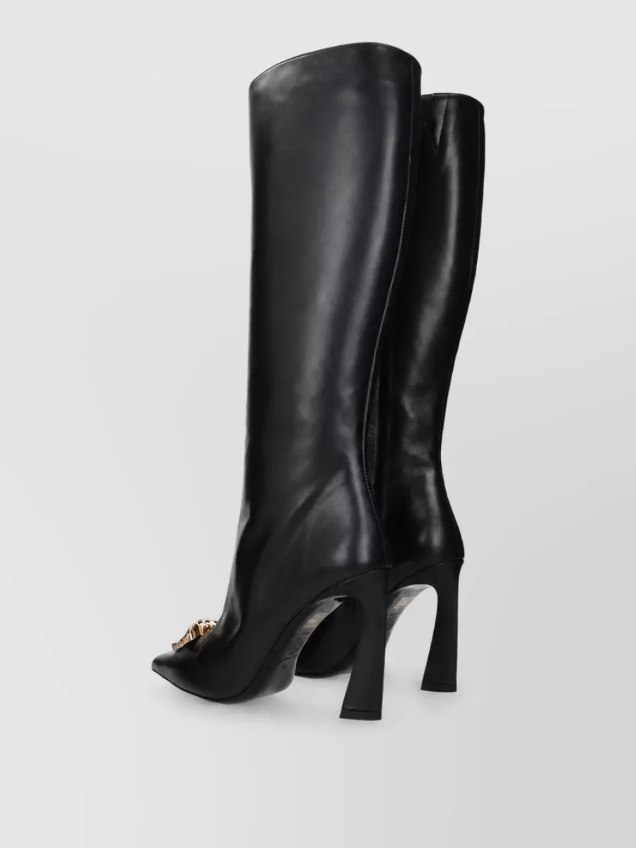 Versace Leather High Heel Boots