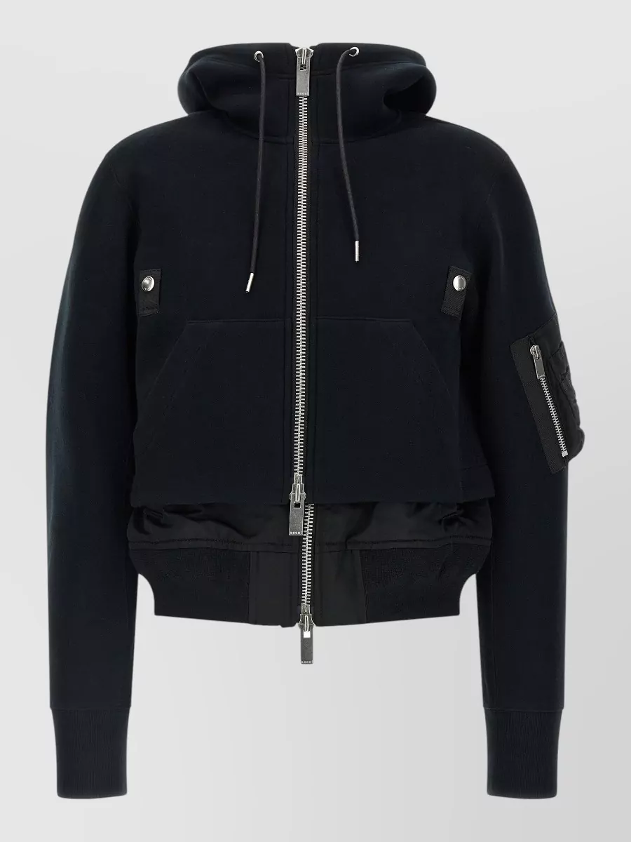 Sacai Paneled hooded bomber jacket