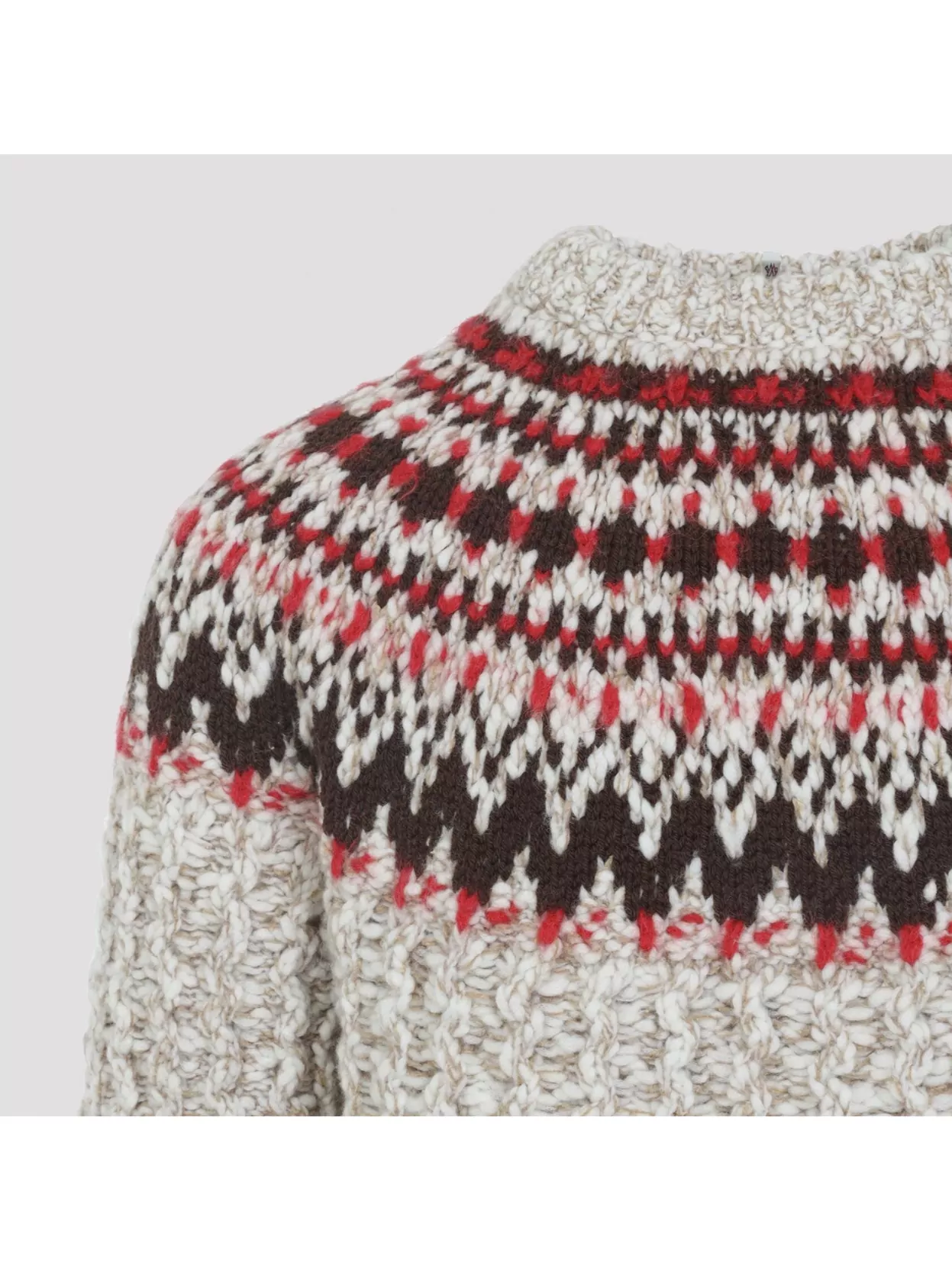 Moncler Grenoble Chunky Knit Patterned Crew Neck Sweater
