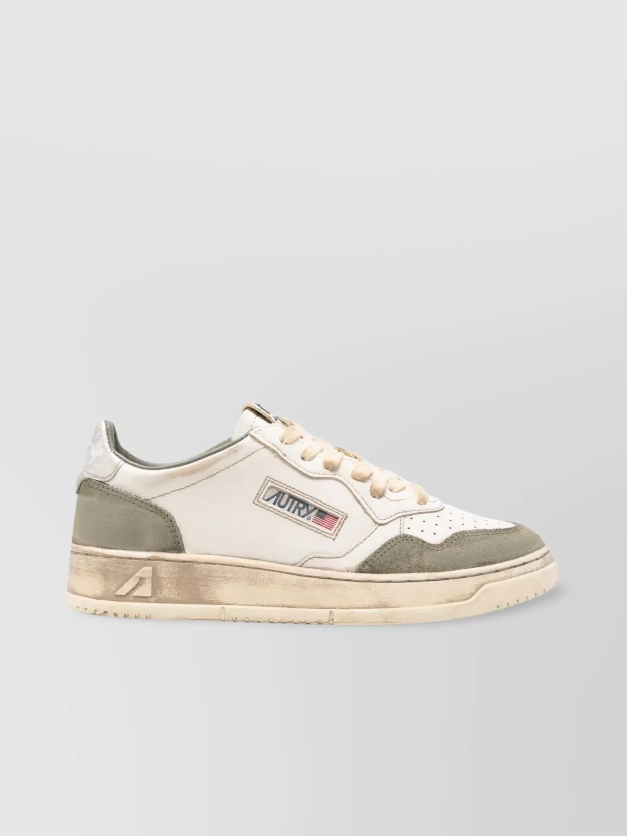 Autry Low Top Sneakers With Contrasting Leather Inserts In Neutral