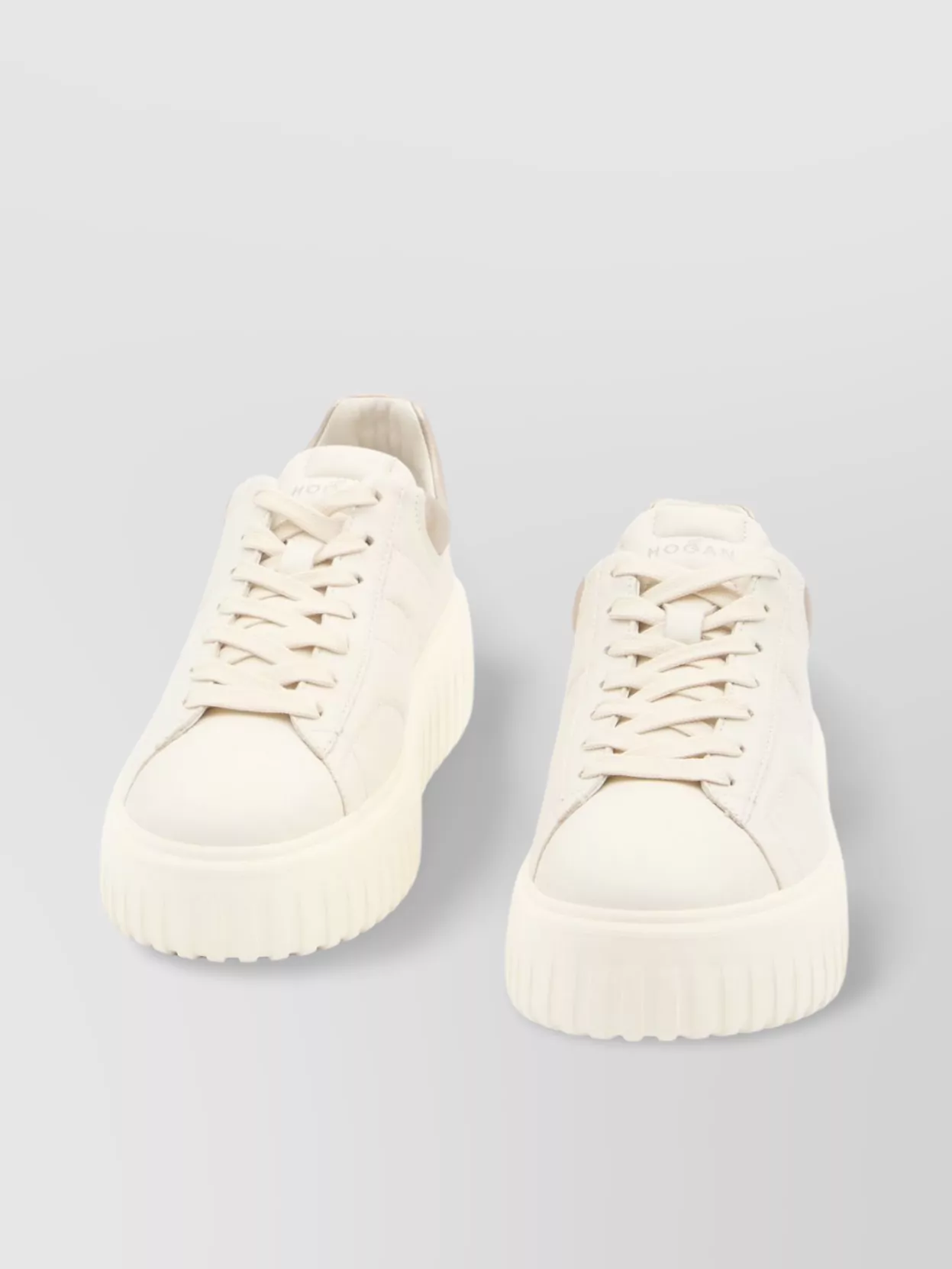 Hogan H Striped Sneakers Gold Heel In White