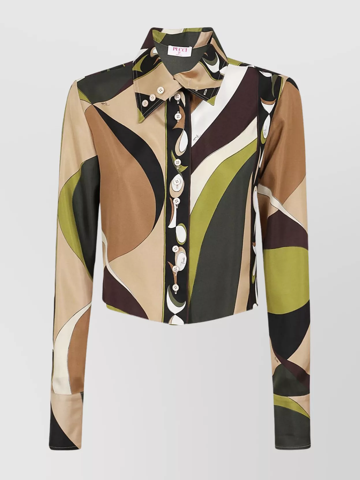 Shop Emilio Pucci Silk Twill Long Sleeve Shirt With Printed Design
