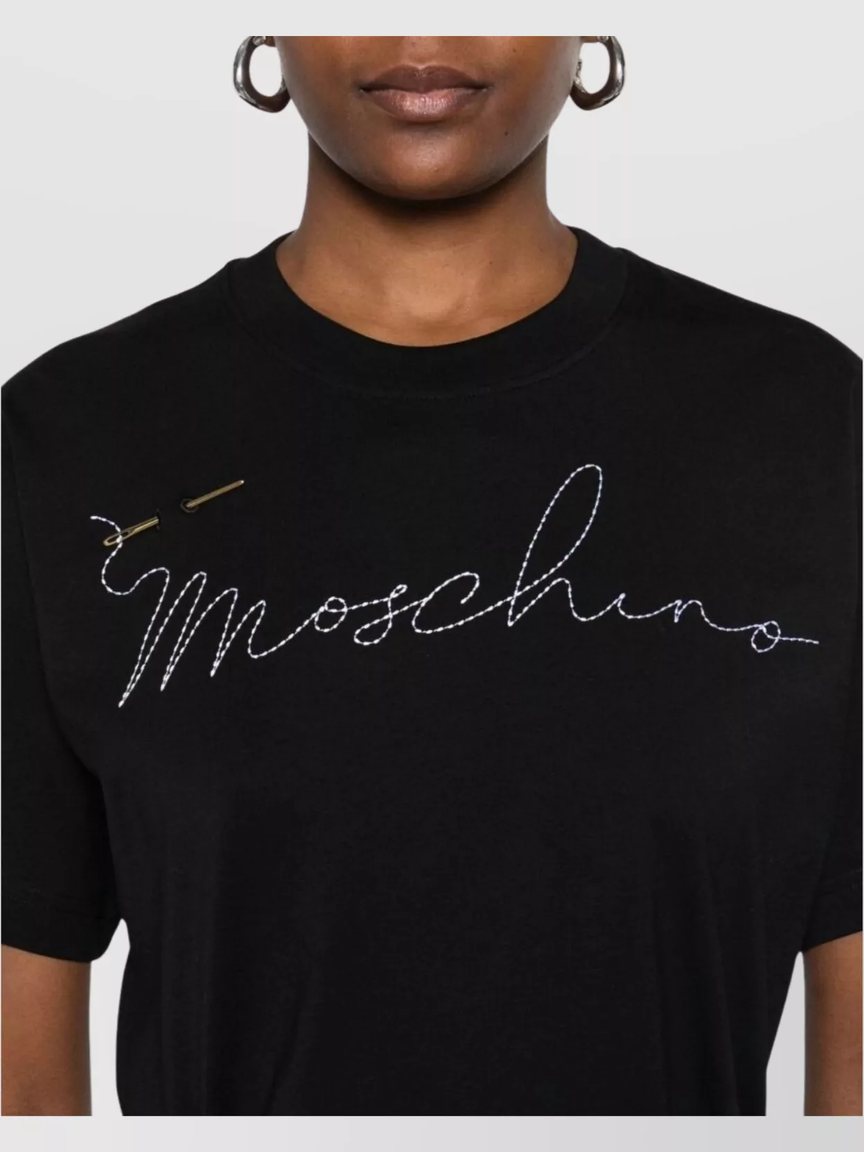 Moschino Cotton Embroidered Logo Short-Sleeve T-Shirt