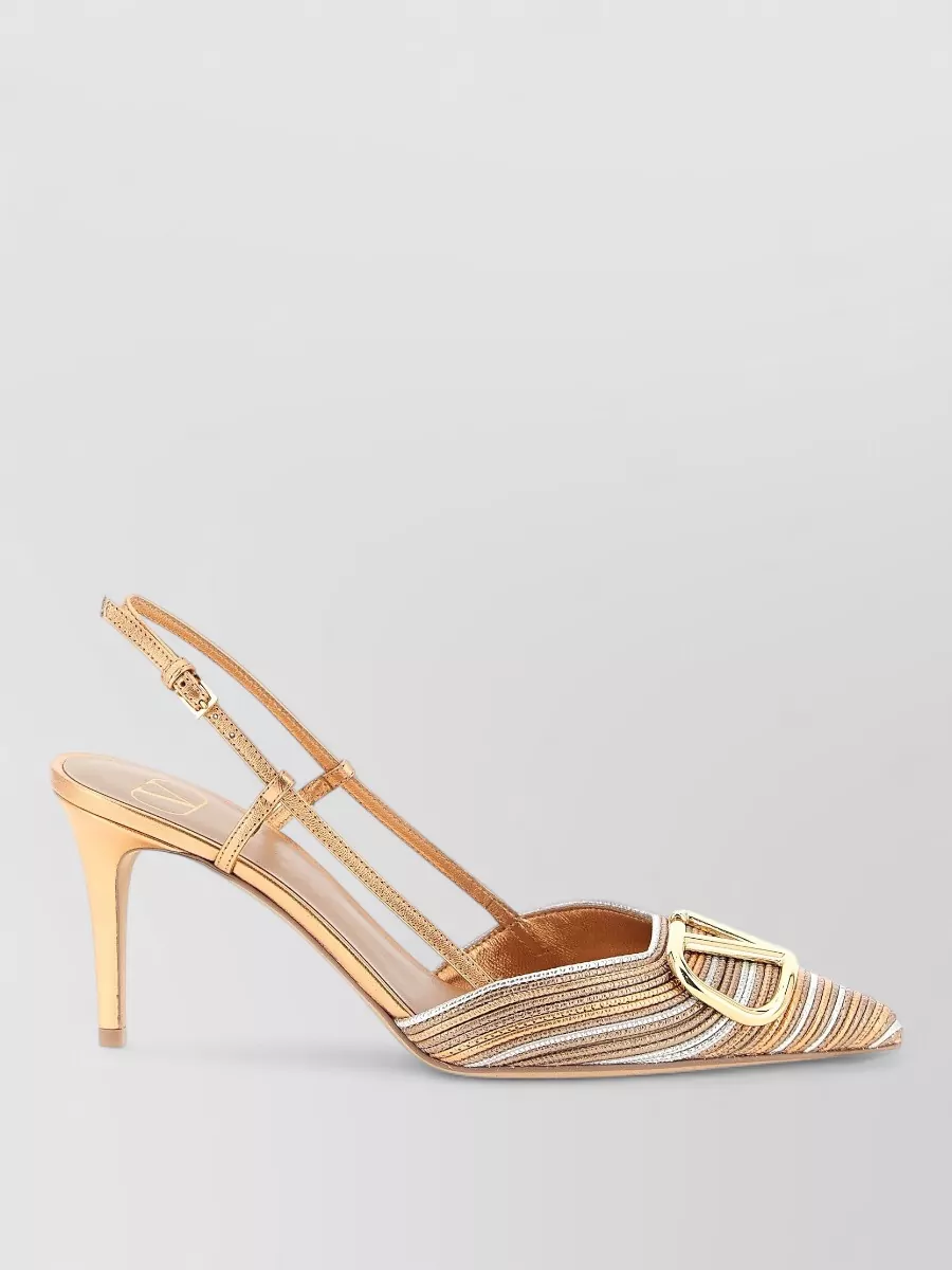 Valentino Garavani Slingback Pumps Vlogo Signature Metallic Heel