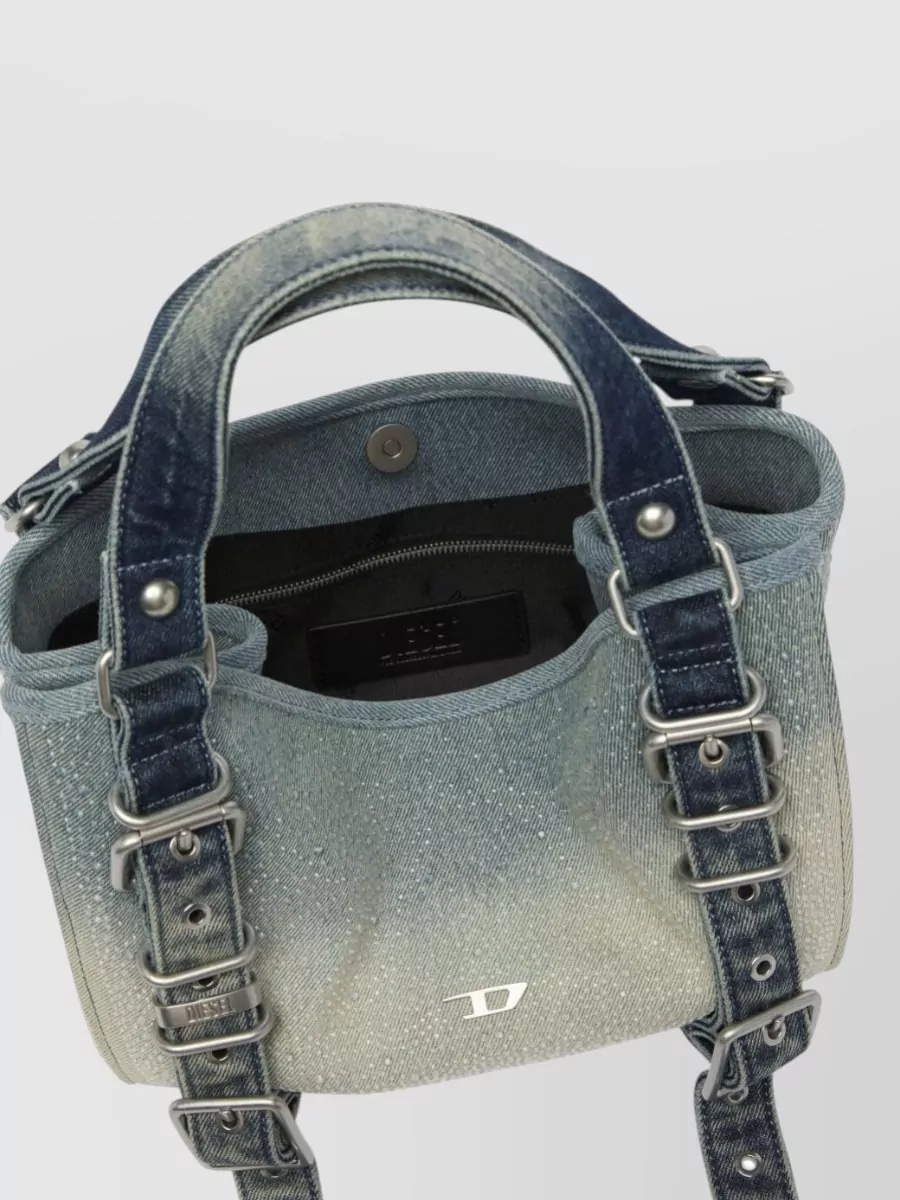 Diesel Small Crystal-Embellished Denim Shoulder Bag