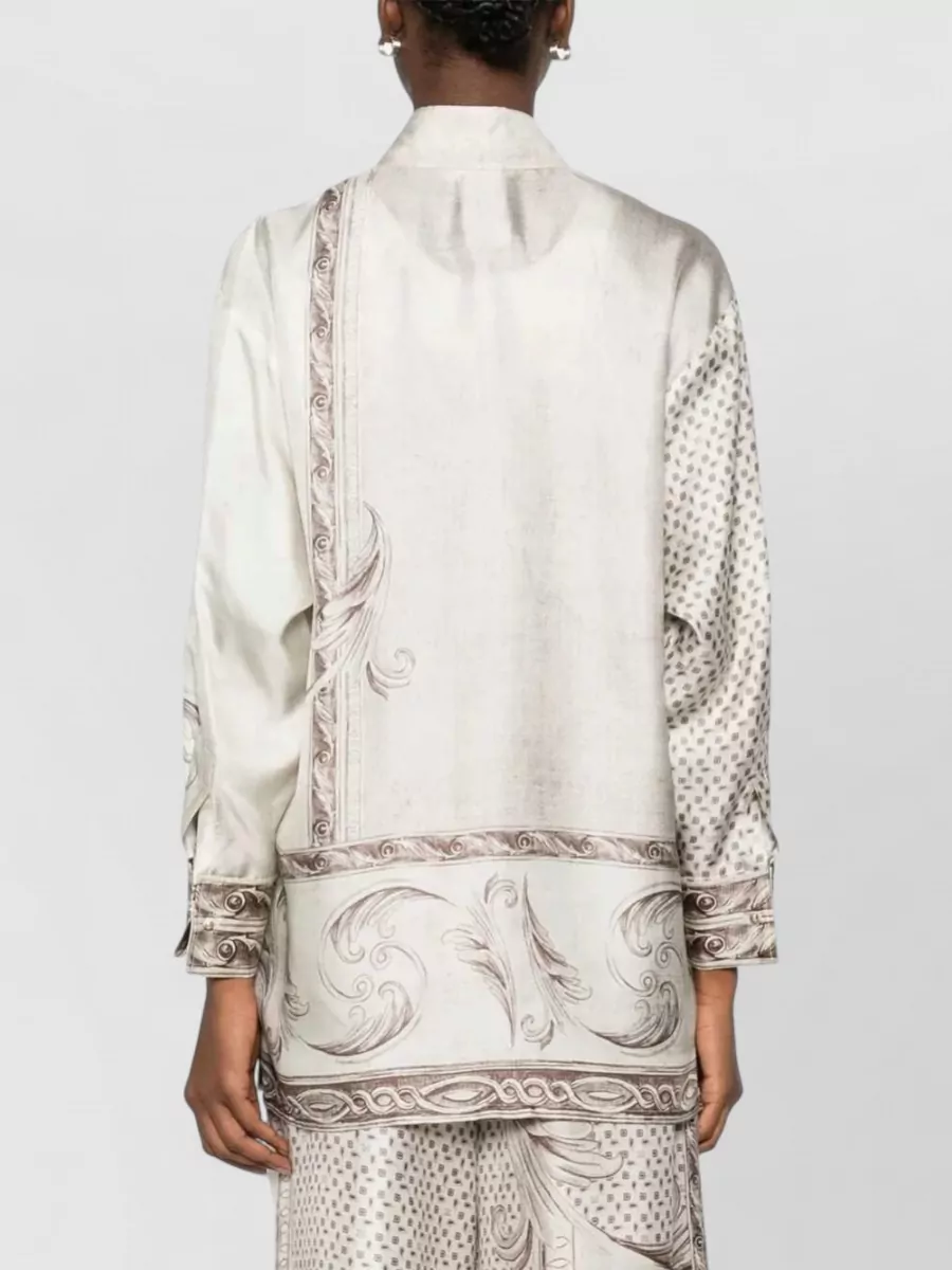 Max Mara Silk Printed Long-Sleeve Shirt