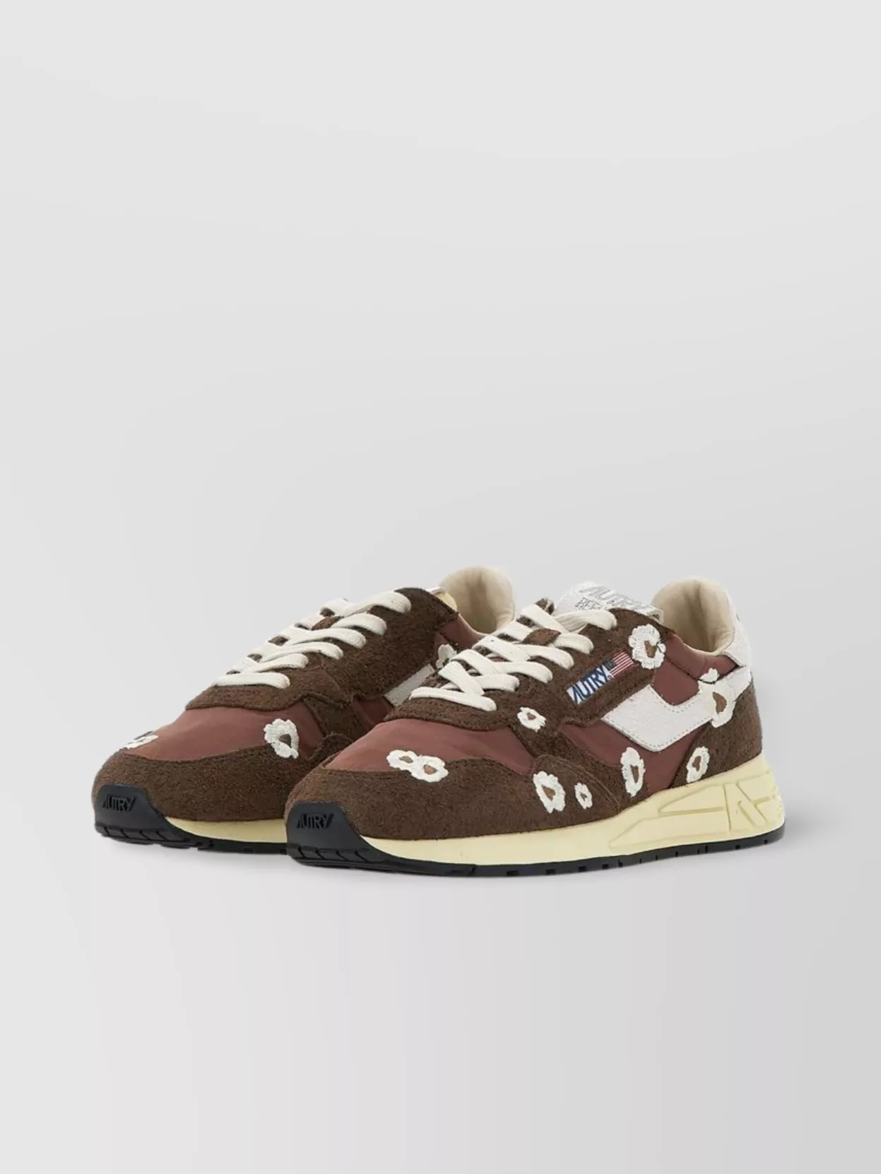 Autry Floral Embroidered Nylon Sneakers With Rubber Sole