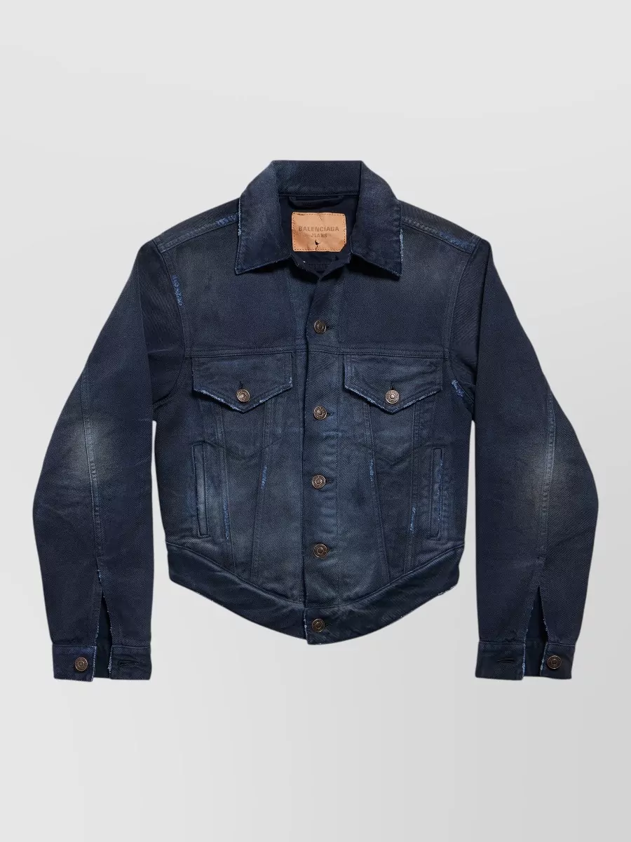 Balenciaga denim curved-waist cropped trucker jacket