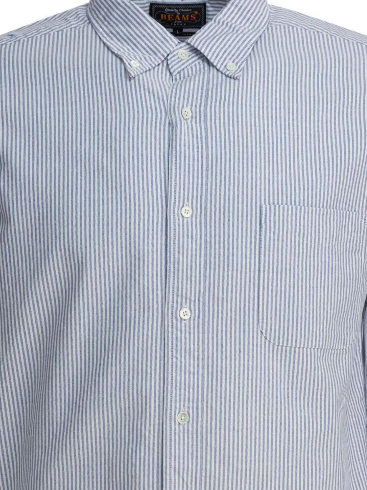 Beams Plus Striped Long Sleeve Button-Down Collar Shirt