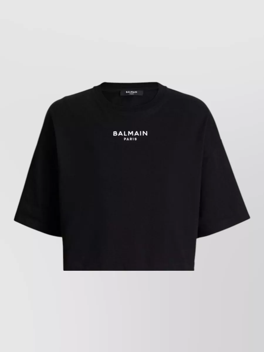 Balmain cropped boxy cotton jersey t-shirt