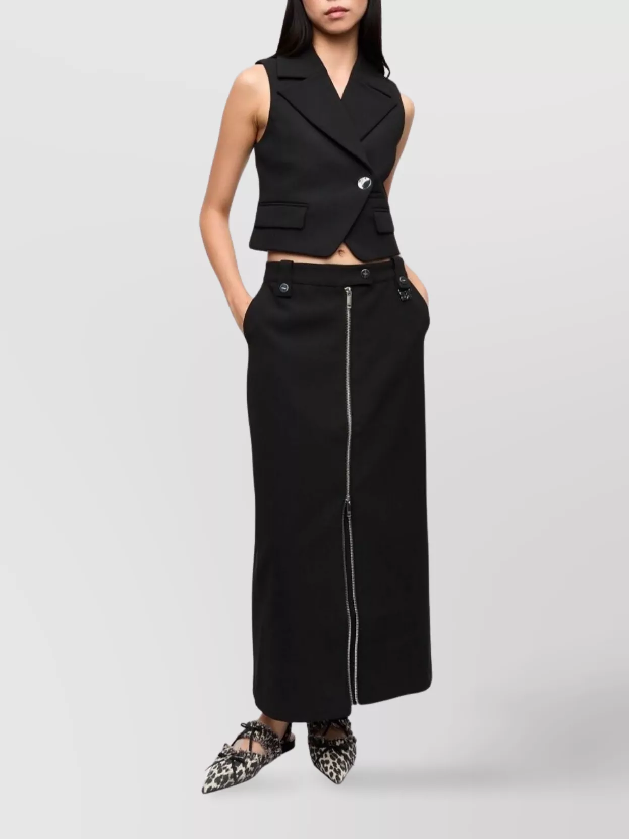 Ganni Long Skirt With Full Zip And Slit