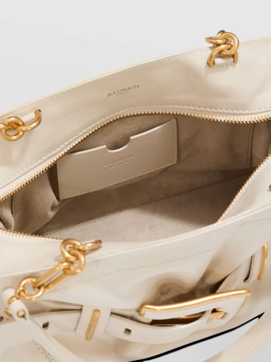 Balmain Shopper Leather Tote Bag