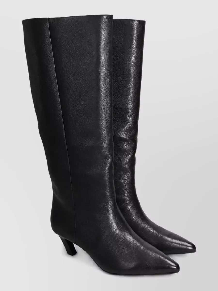 Ash Violet High Heels Boots In Black Leather In Black