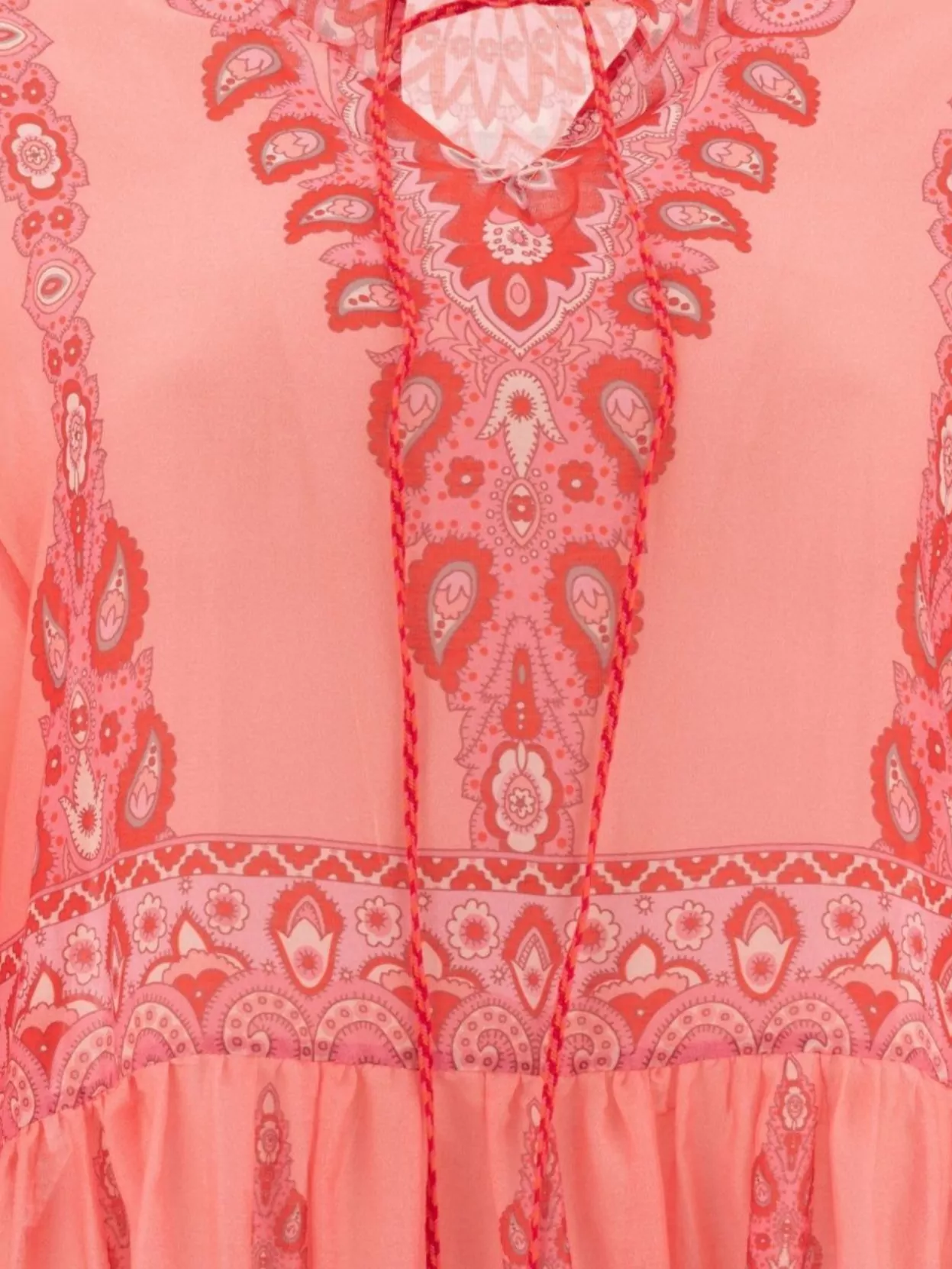 Etro Sheer Paisley Tiered Long Sleeve Tops