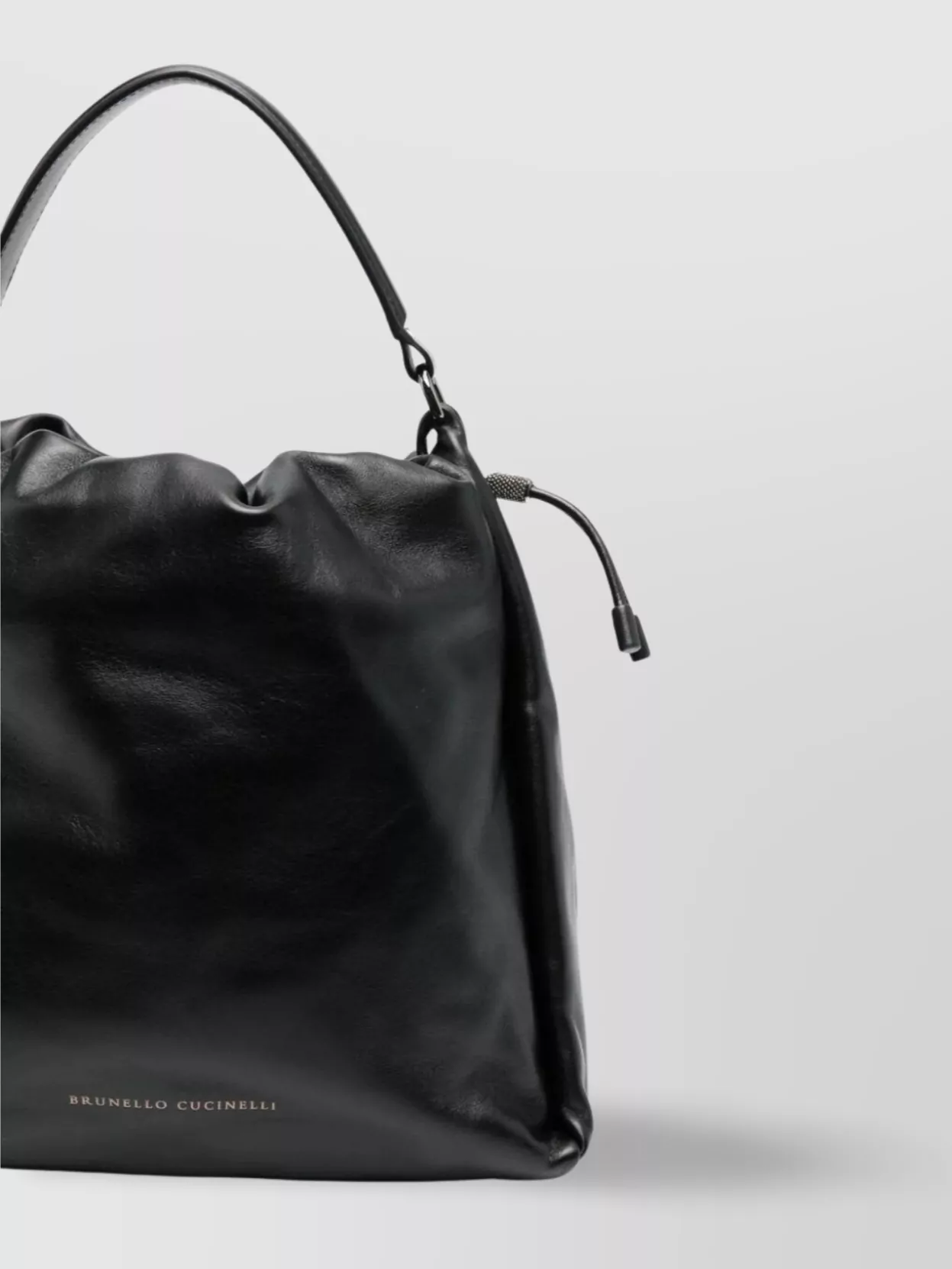 BRUNELLO CUCINELLI LEATHER SHOULDER BAG CHAIN DETAIL 