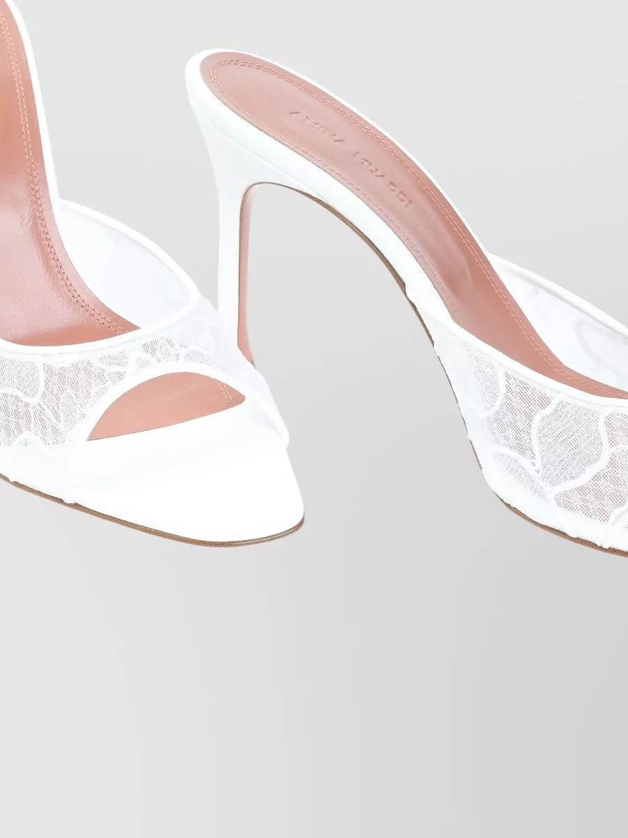 Amina Muaddi Leather Lace Mules