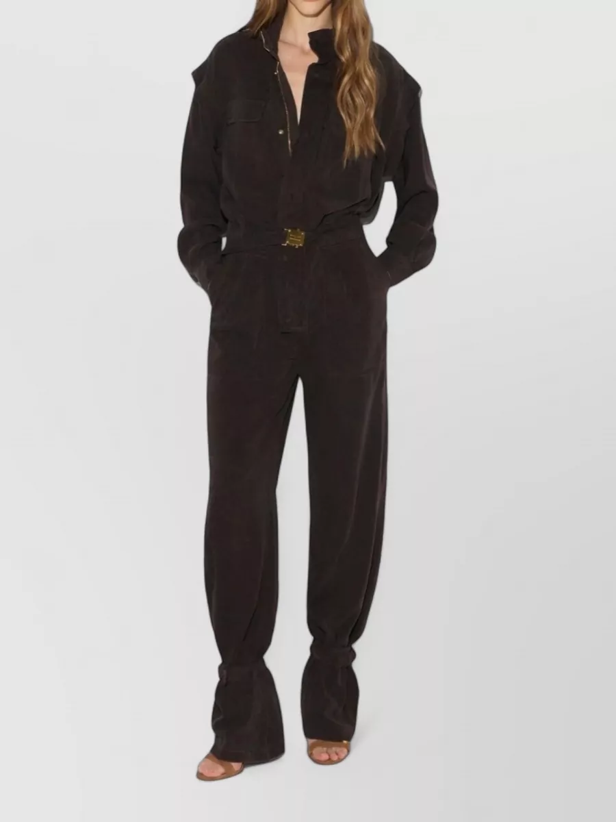 Elisabetta Franchi Lyocell Oversized Long-Sleeve Belted Jumpsuit
