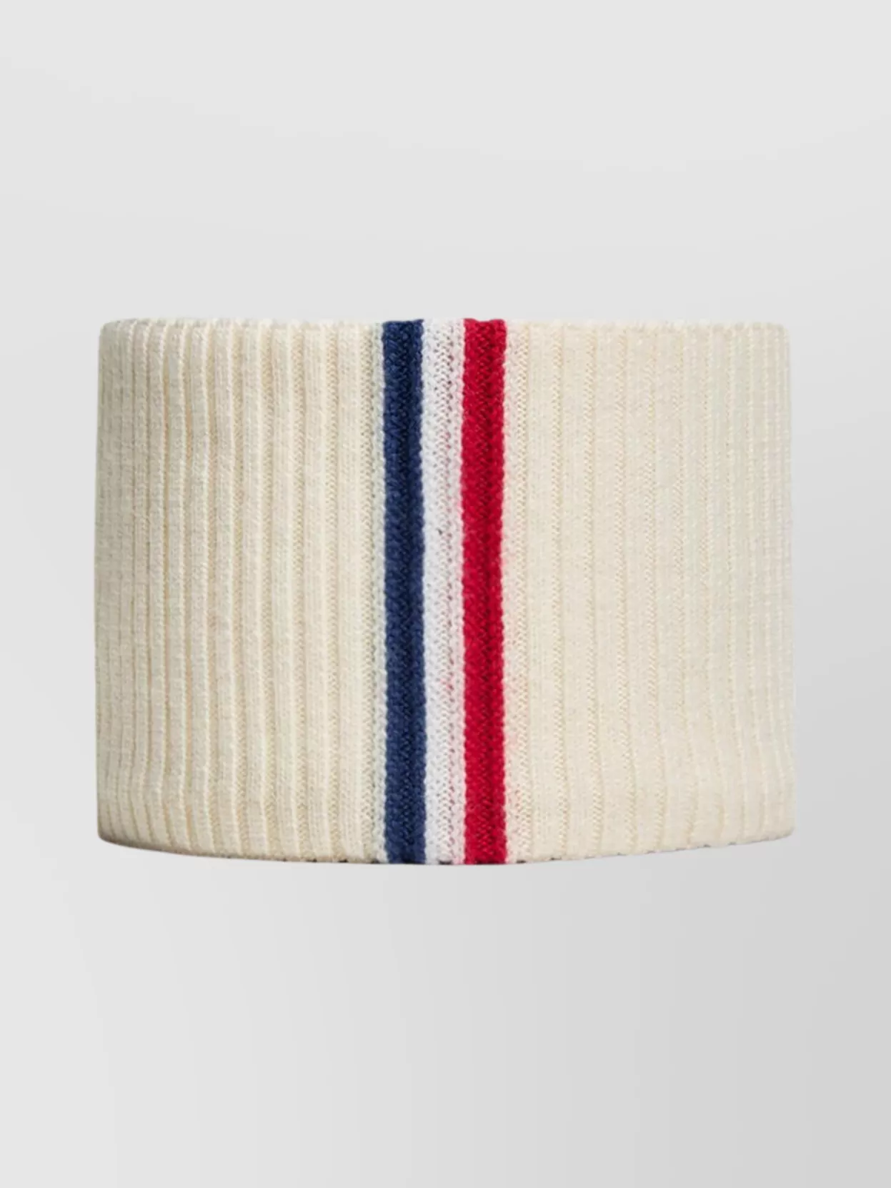 Moncler Fine Wool Headband Tricolor Stripe In Neutral