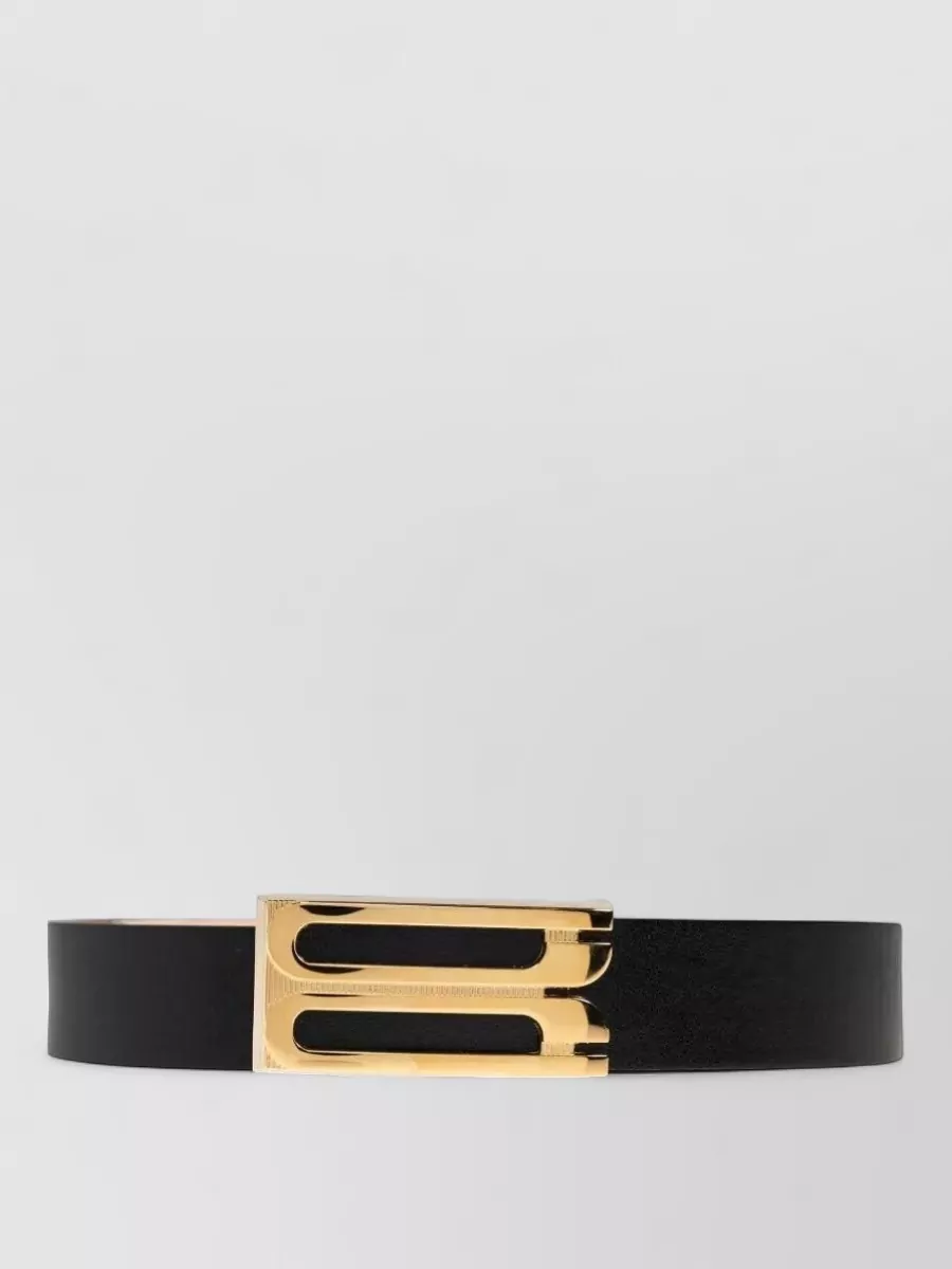Victoria Beckham Regular Leather Belt Adjustable Length Smooth In Black