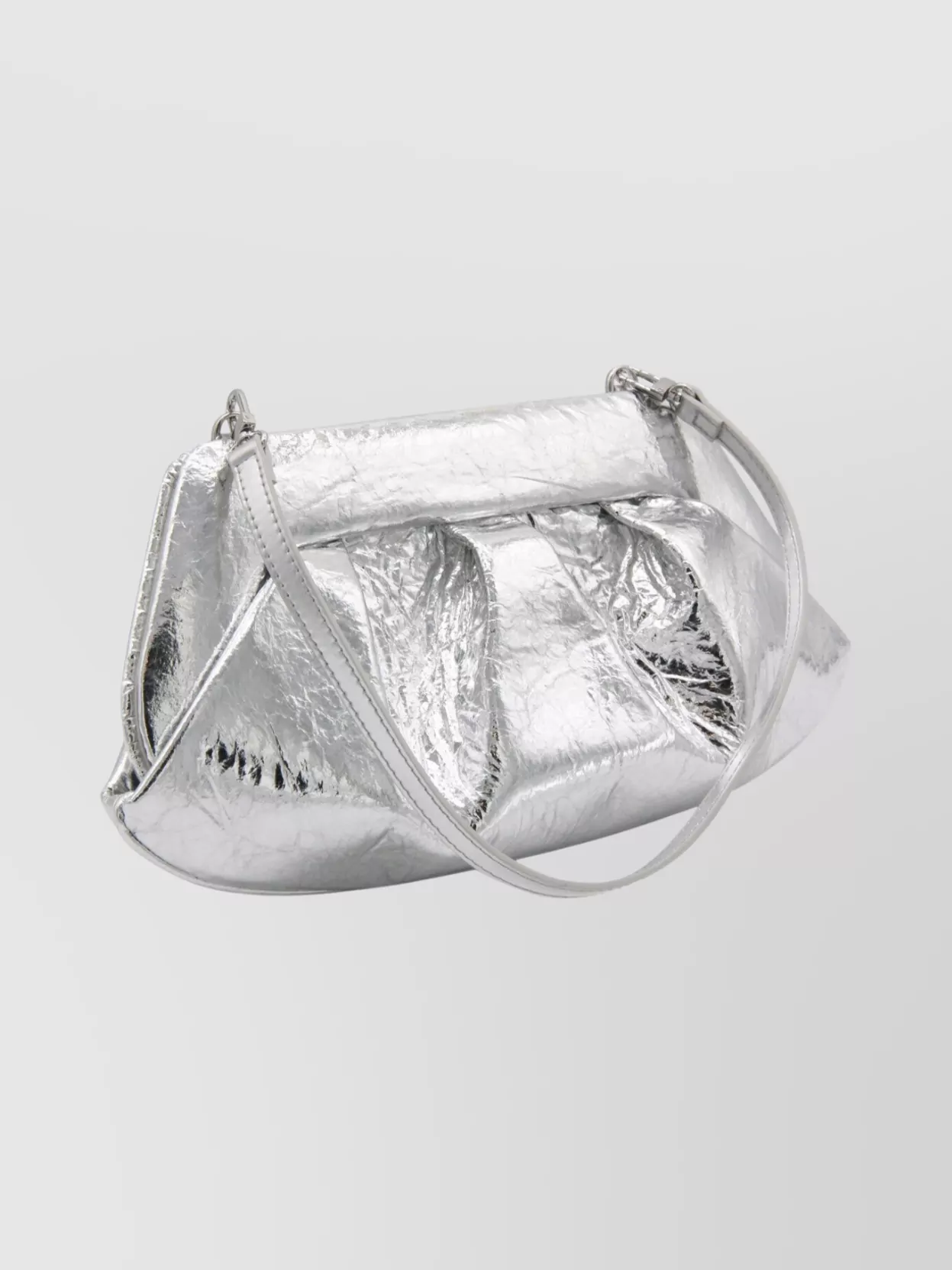 Themoirè Metallic Finish Structured Clutch Bag With Handle