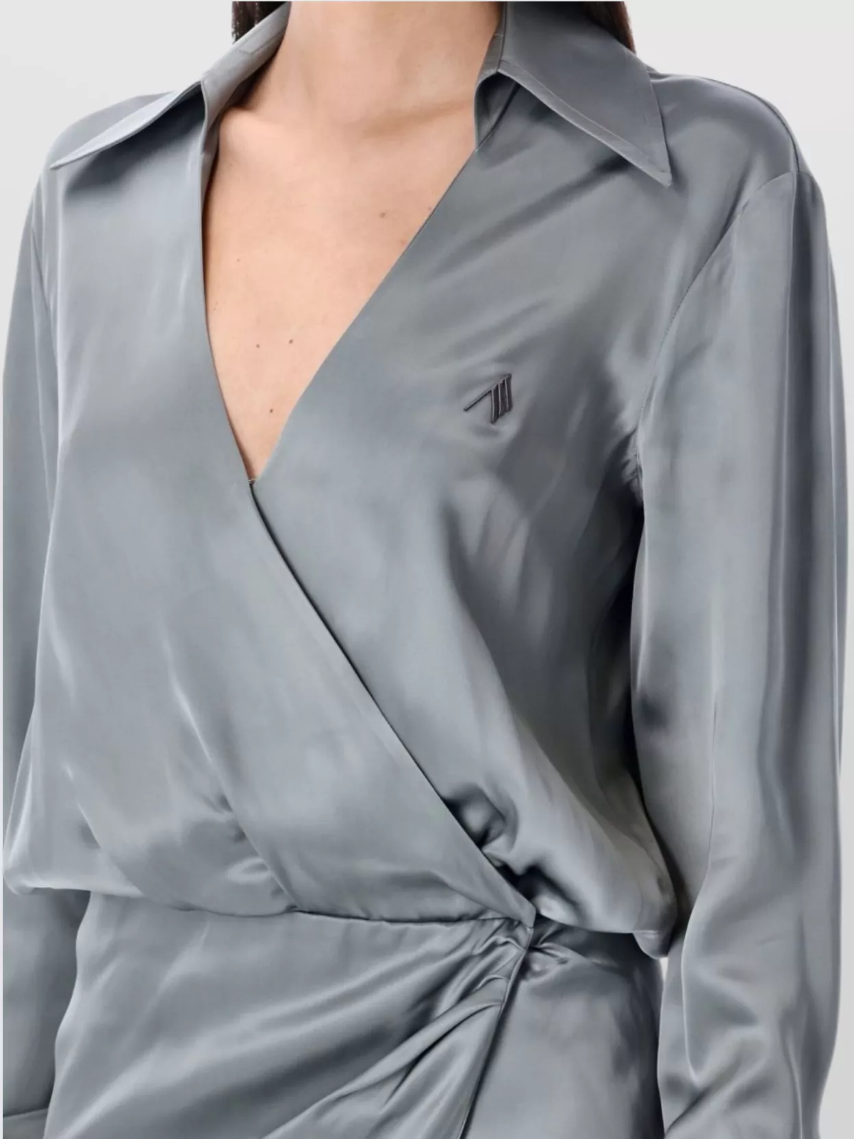 The Attico Wrap Satin Dress Asymmetric Hem
