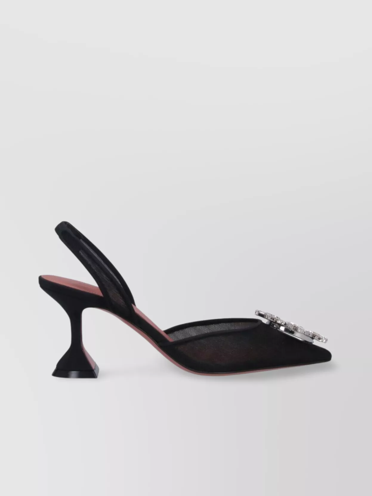 Amina Muaddi Pointed Toe Embellished Heel Sandals In Black