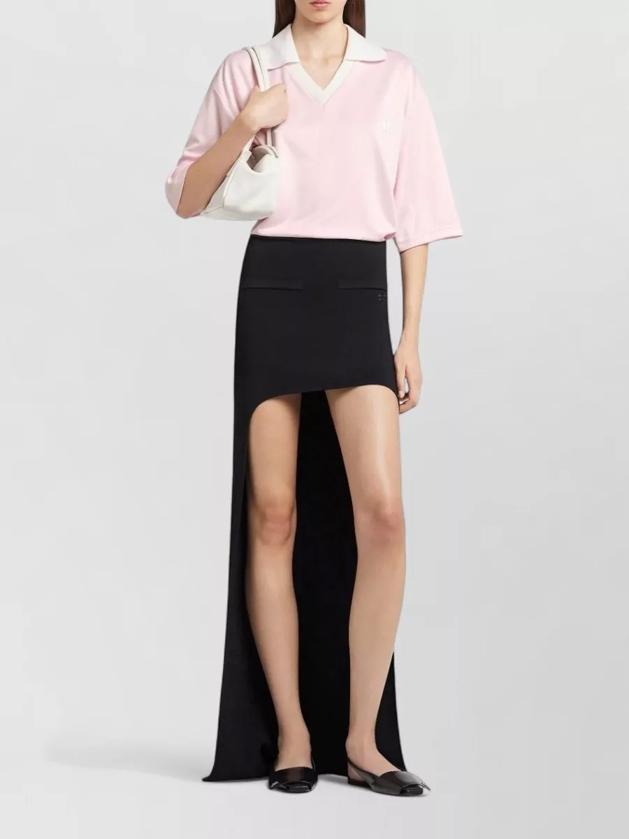 Courrèges Oversized V-Neck Short-Sleeve Polo Shirt