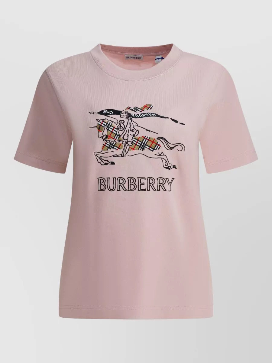 Burberry Cotton check logo-embroidered t-shirt