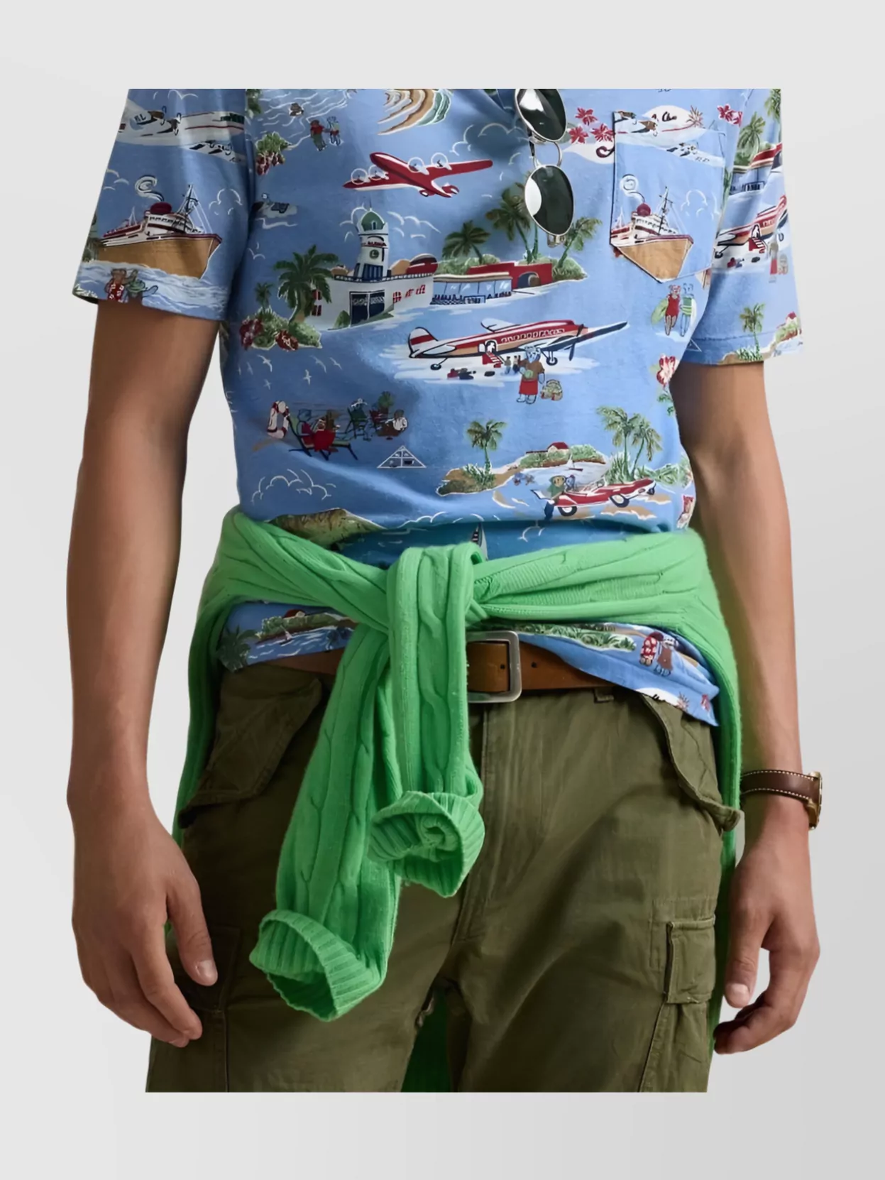 Ralph Lauren Logo Print Polo Shirt With Tropical Theme