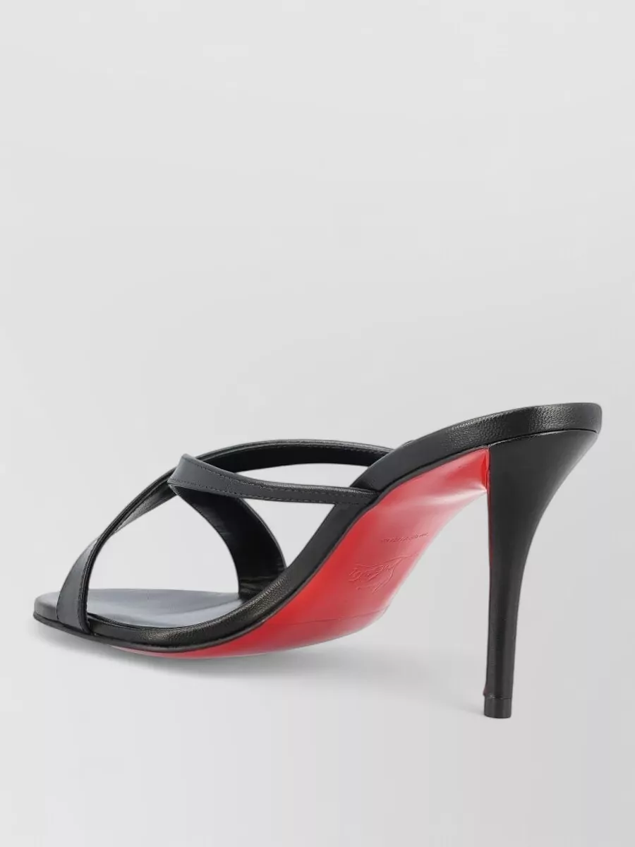Christian Louboutin Leather Crossover-Strap Stiletto Mules