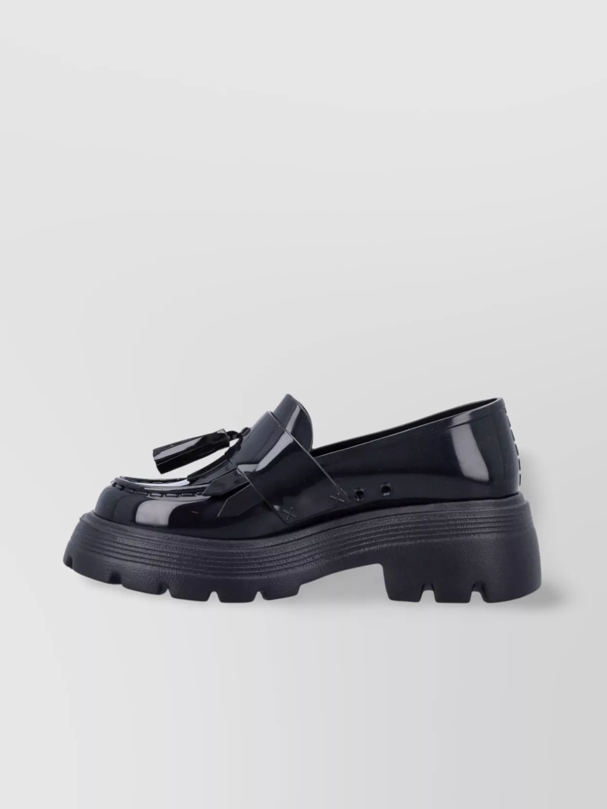Shop Comme Des Garçons Chunky Sole Glossy Finish Round Toe Tassel Loafer