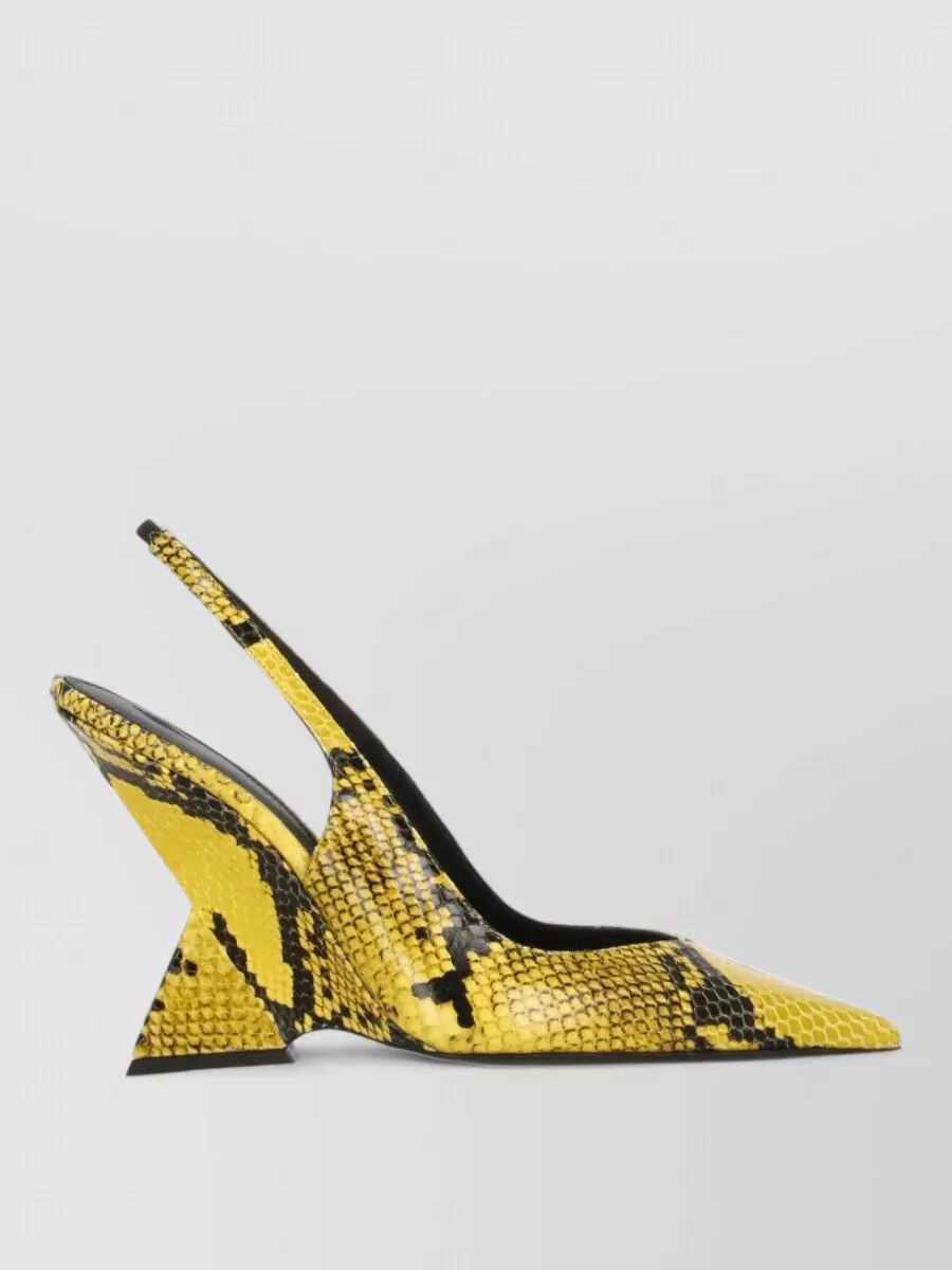 The Attico Leather Snake-Print Slingback Pumps