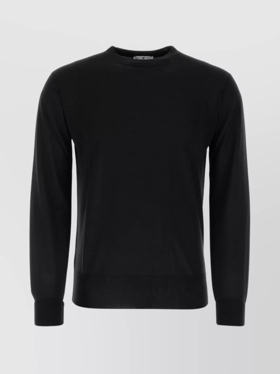 Shop Pt Torino Versatile Ribbed Wool Sweater In Black