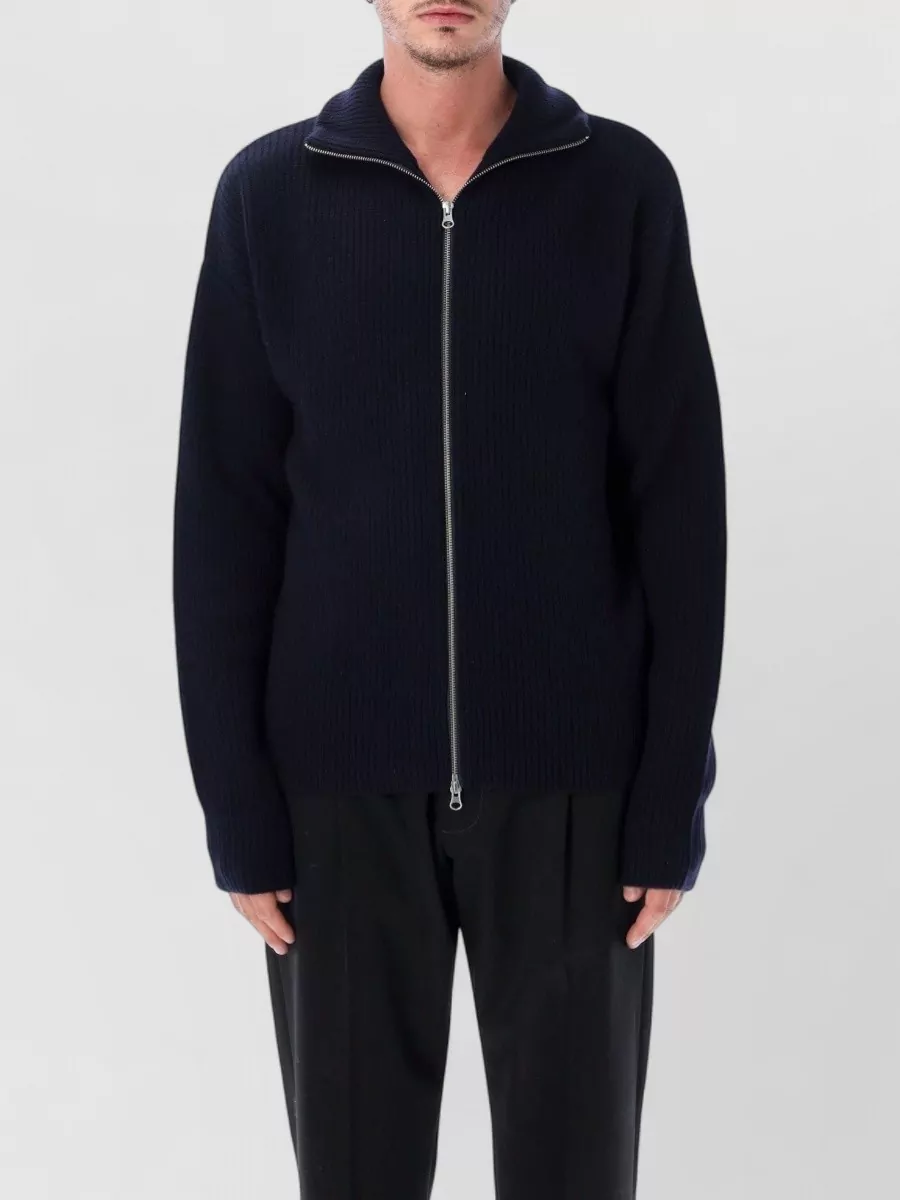 Extreme Cashmere zip cardigan ribbed high collar pockets