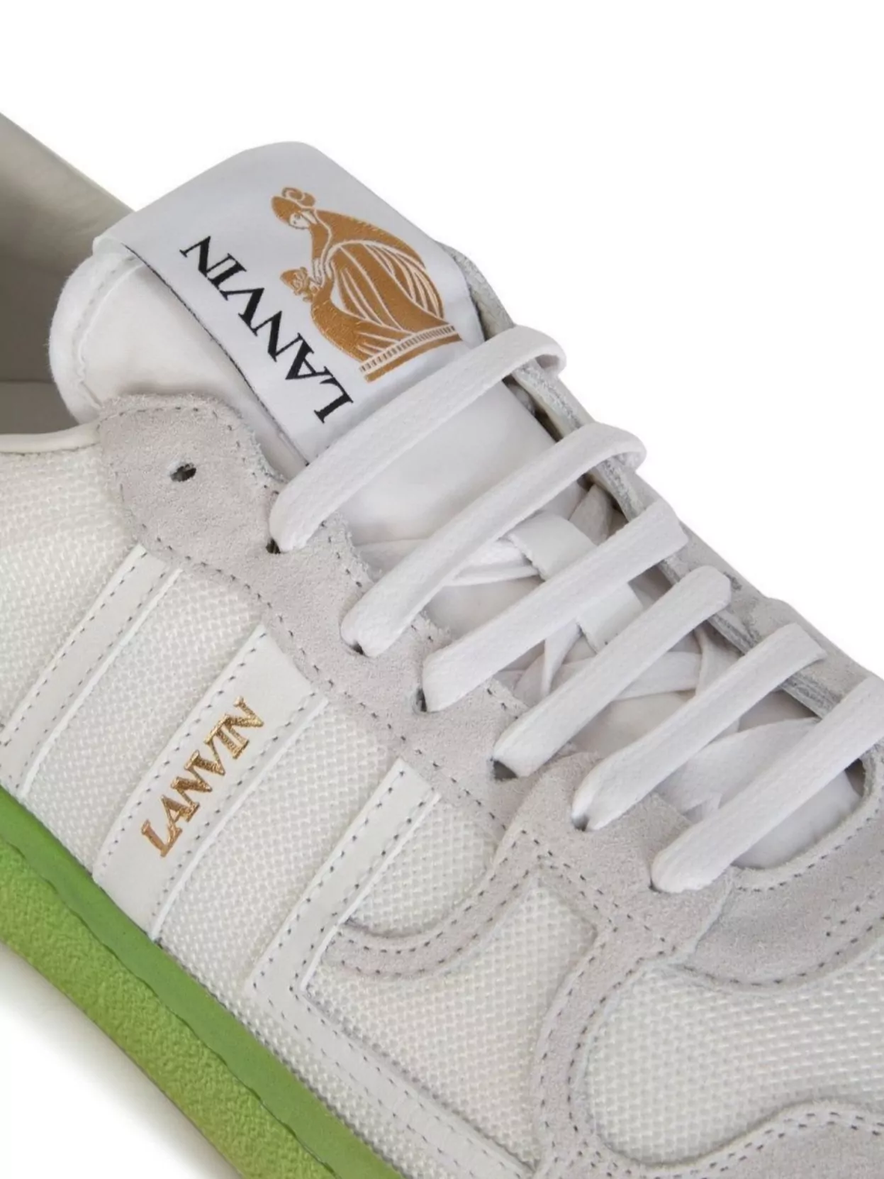 Lanvin Mesh And Leather Low-Top Sneakers With Suede